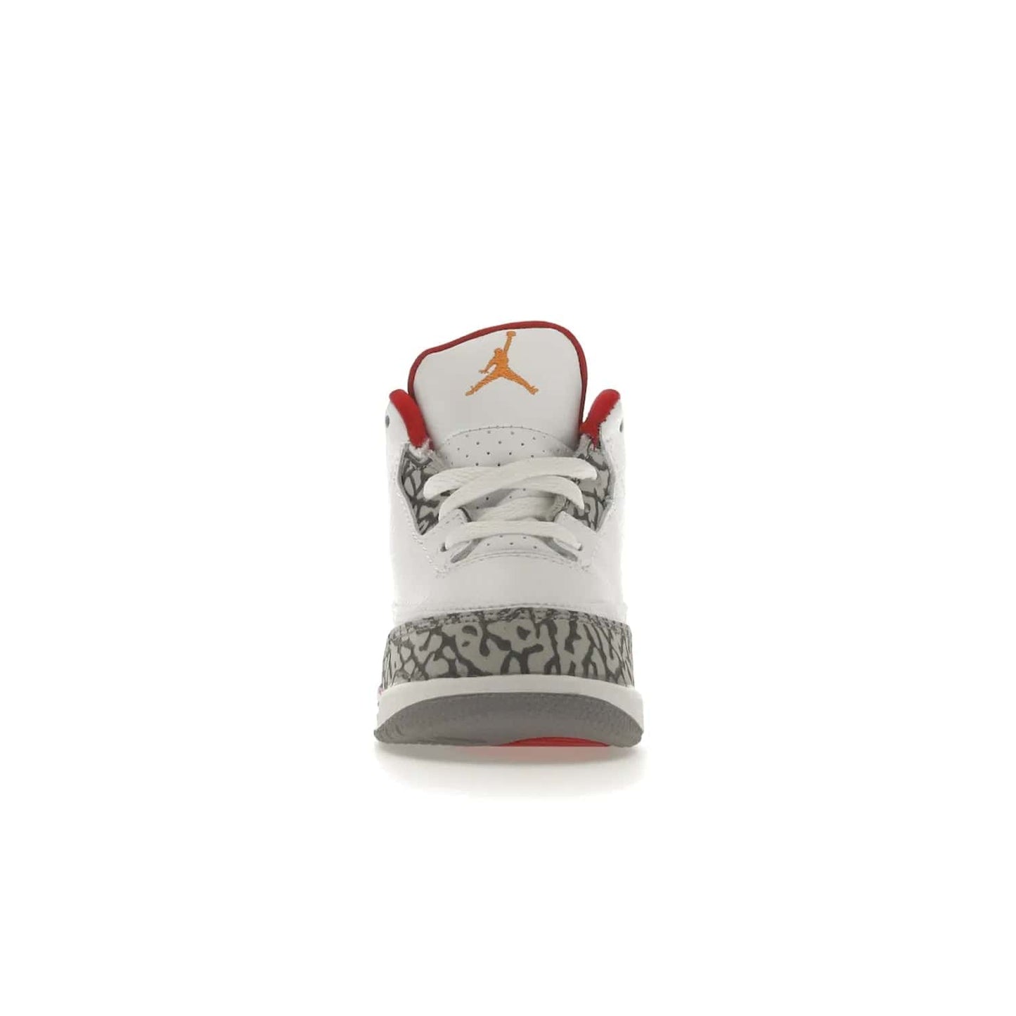 Jordan 3 Retro Cardinal (TD) - Image 10 - Only at www.BallersClubKickz.com - Stylish Air Jordan 3 Retro Cardinal (Toddler) features pebbled leather & smooth leather combo, white, light curry, red & grey print, iconic AJ logo & midsole, & black & yellow patches. Perfect for stylish toddlers.