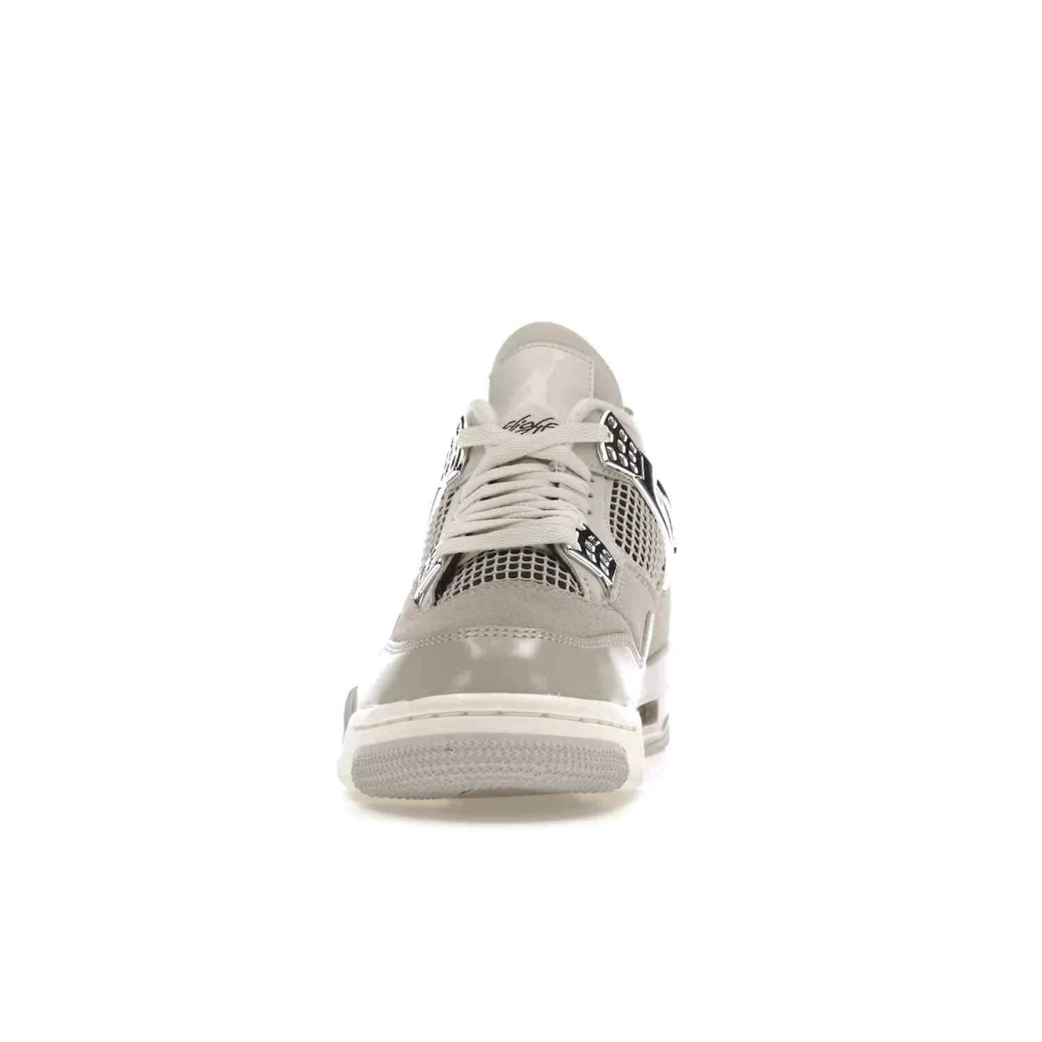 Jordan 4 Retro Frozen Moments (Women's) - Image 11 - Only at www.BallersClubKickz.com - The Jordan 4 Retro Frozen Moments is a stylish blend of classic design elements and modern tones. Featuring suede and leather overlays in a light iron-ore, sail, neutral grey, black, and metallic silver colorway. Get this iconic high-performance sneaker for $210.
