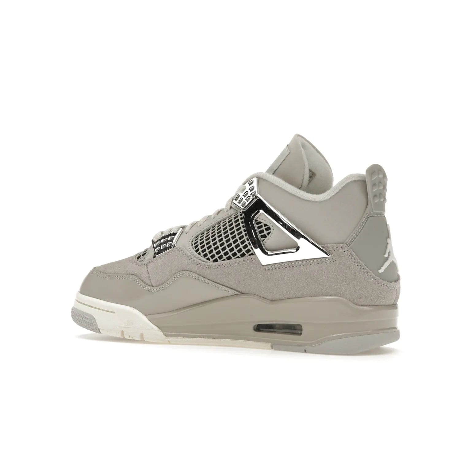 Jordan 4 Retro Frozen Moments (Women's) - Image 22 - Only at www.BallersClubKickz.com - The Jordan 4 Retro Frozen Moments is a stylish blend of classic design elements and modern tones. Featuring suede and leather overlays in a light iron-ore, sail, neutral grey, black, and metallic silver colorway. Get this iconic high-performance sneaker for $210.