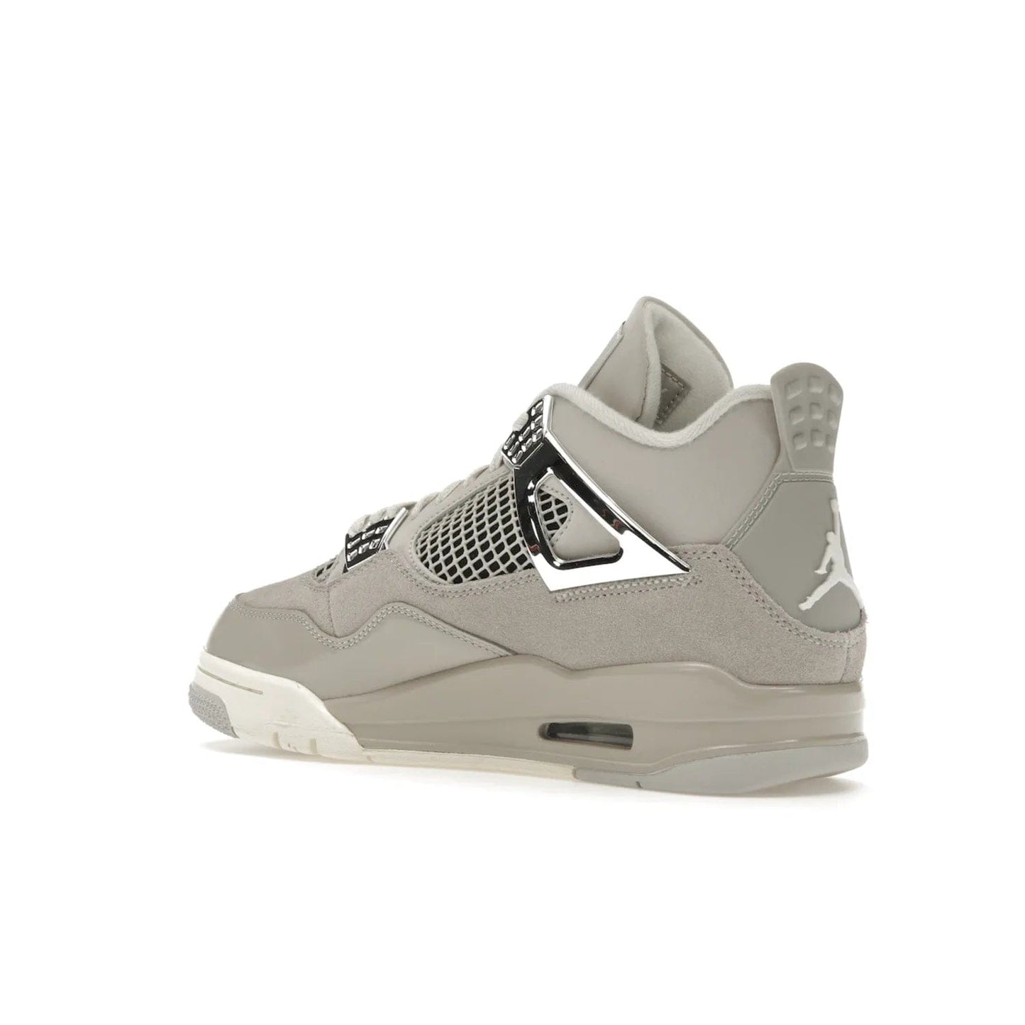 Jordan 4 Retro Frozen Moments (Women's) - Image 23 - Only at www.BallersClubKickz.com - The Jordan 4 Retro Frozen Moments is a stylish blend of classic design elements and modern tones. Featuring suede and leather overlays in a light iron-ore, sail, neutral grey, black, and metallic silver colorway. Get this iconic high-performance sneaker for $210.