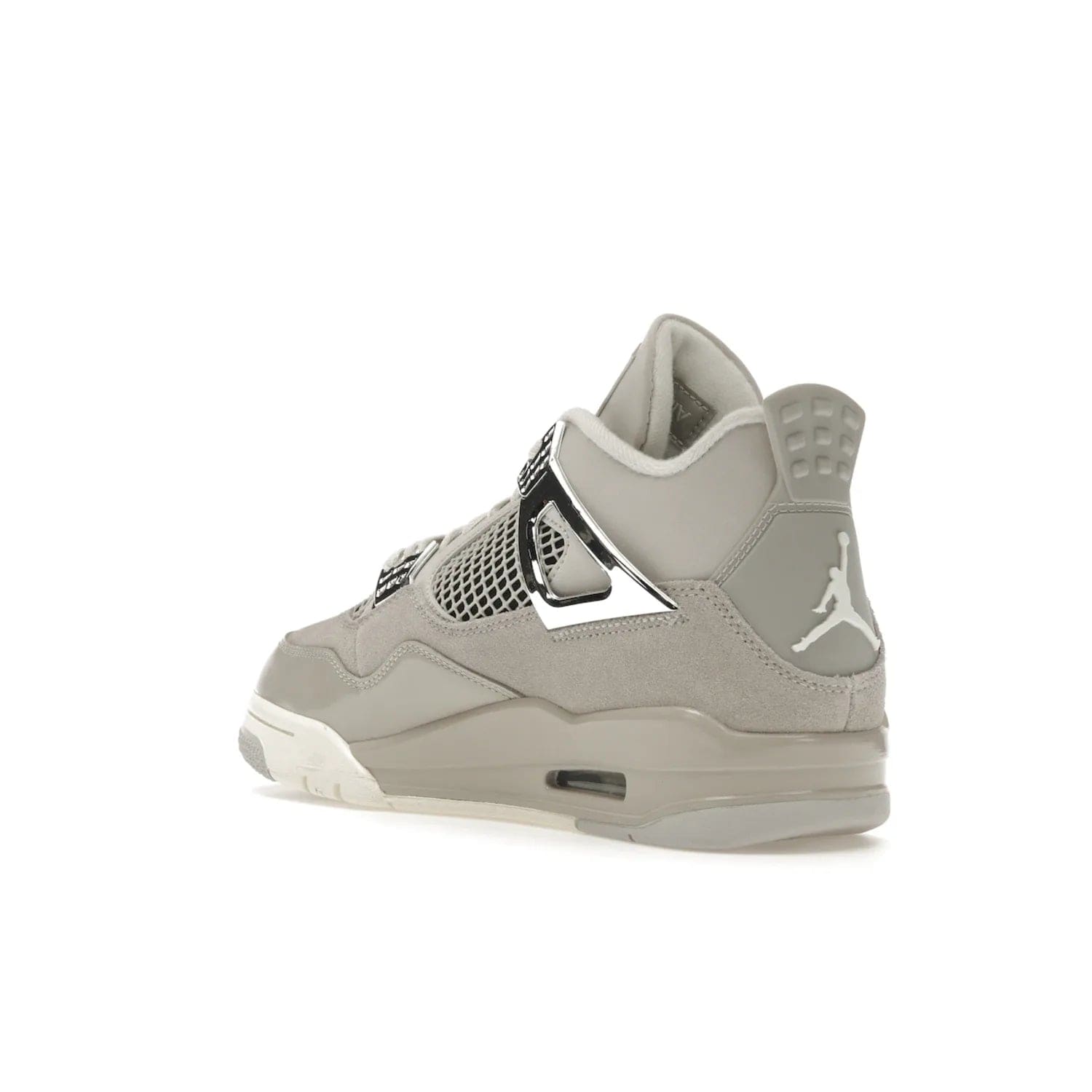 Jordan 4 Retro Frozen Moments (Women's) - Image 24 - Only at www.BallersClubKickz.com - The Jordan 4 Retro Frozen Moments is a stylish blend of classic design elements and modern tones. Featuring suede and leather overlays in a light iron-ore, sail, neutral grey, black, and metallic silver colorway. Get this iconic high-performance sneaker for $210.