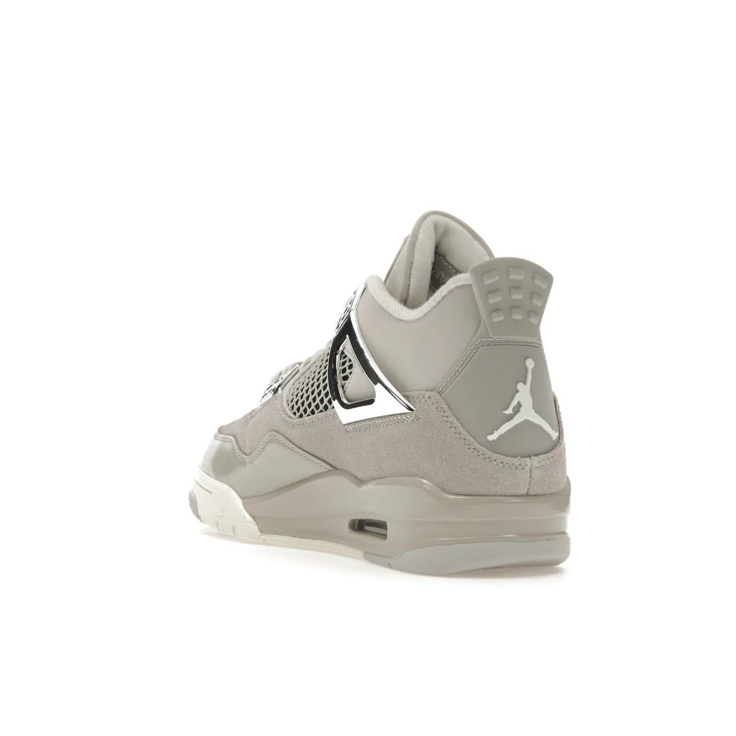 Jordan 4 Retro Frozen Moments (Women's) - Image 25 - Only at www.BallersClubKickz.com - The Jordan 4 Retro Frozen Moments is a stylish blend of classic design elements and modern tones. Featuring suede and leather overlays in a light iron-ore, sail, neutral grey, black, and metallic silver colorway. Get this iconic high-performance sneaker for $210.