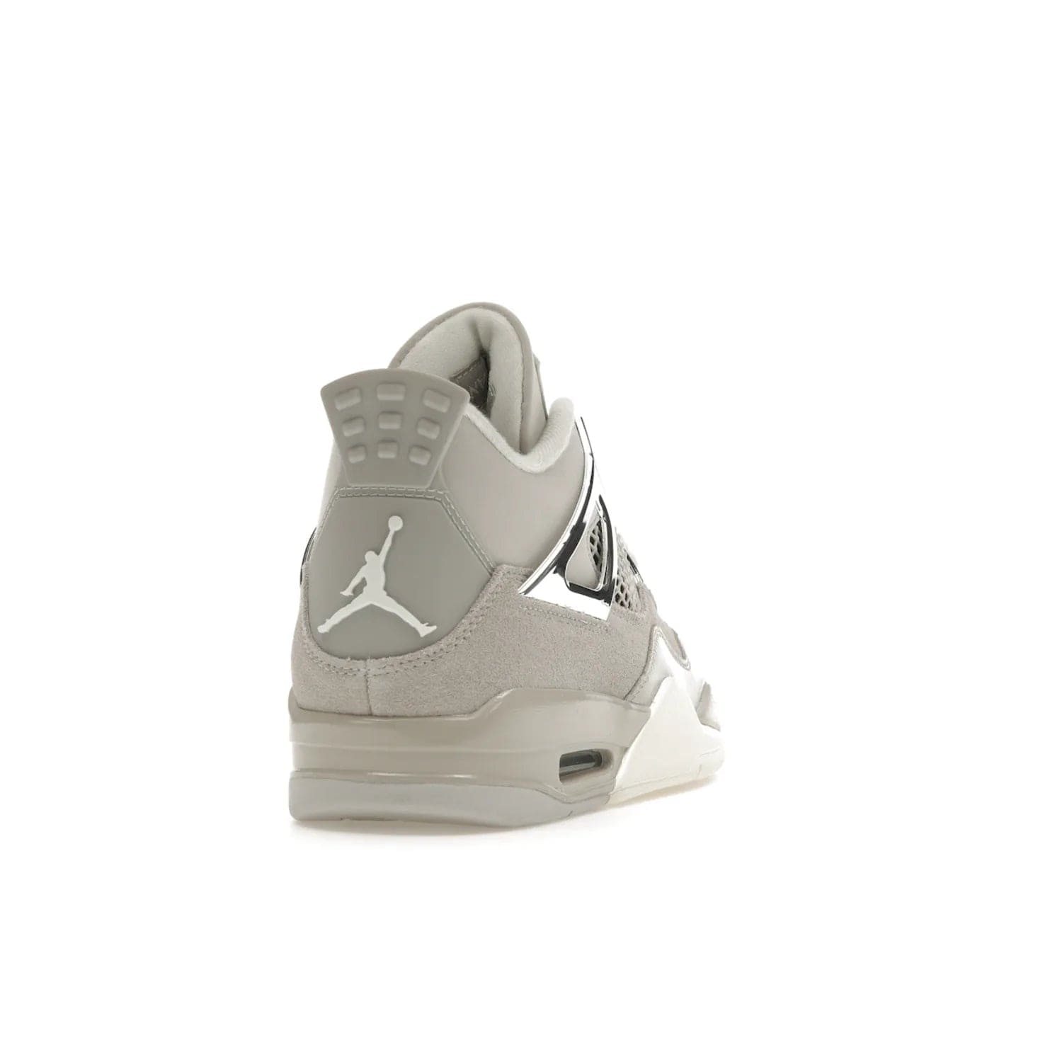 Jordan 4 Retro Frozen Moments (Women's) - Image 30 - Only at www.BallersClubKickz.com - The Jordan 4 Retro Frozen Moments is a stylish blend of classic design elements and modern tones. Featuring suede and leather overlays in a light iron-ore, sail, neutral grey, black, and metallic silver colorway. Get this iconic high-performance sneaker for $210.