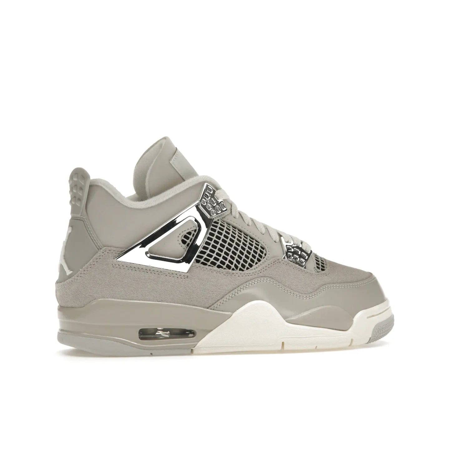 Jordan 4 Retro Frozen Moments (Women's) - Image 35 - Only at www.BallersClubKickz.com - The Jordan 4 Retro Frozen Moments is a stylish blend of classic design elements and modern tones. Featuring suede and leather overlays in a light iron-ore, sail, neutral grey, black, and metallic silver colorway. Get this iconic high-performance sneaker for $210.