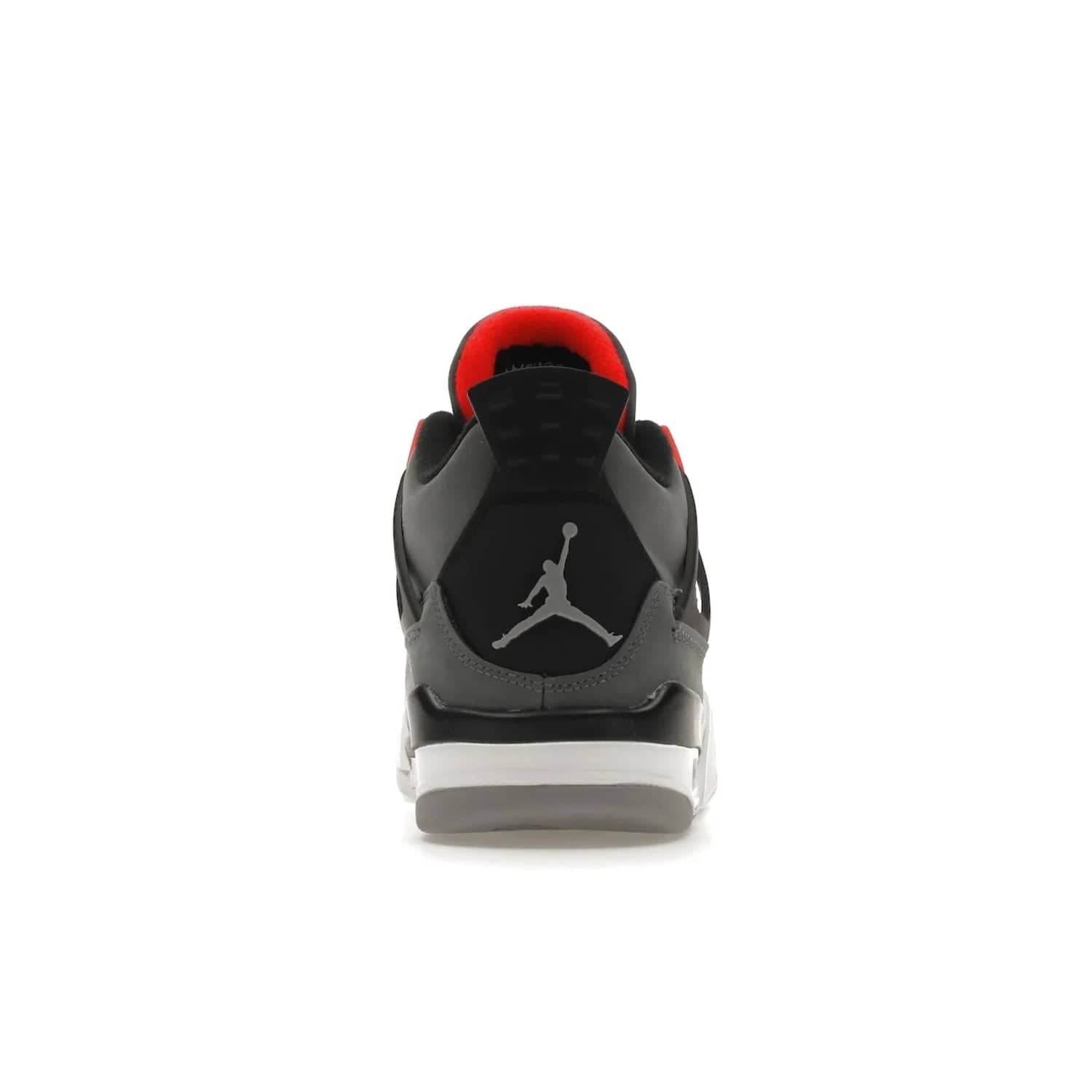 Jordan 4 Retro Infrared (GS) - Image 28 - Only at www.BallersClubKickz.com - Shop the Air Jordan 4 Retro Infrared (GS) for a classic silhouette with subtle yet bold features. Dark grey nubuck upper with lighter forefoot overlay, black accents, Infrared molded eyelets & woven tongue tag. Available June 2022.
