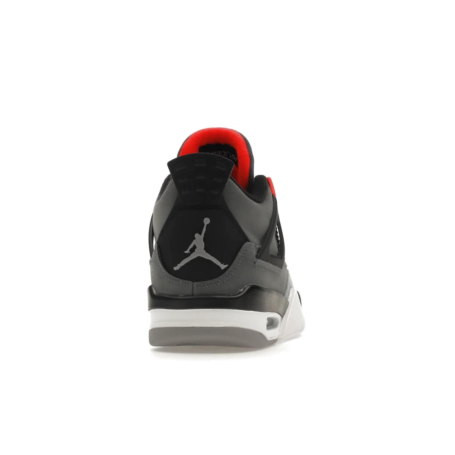 Jordan 4 Retro Infrared (GS) - Image 29 - Only at www.BallersClubKickz.com - Shop the Air Jordan 4 Retro Infrared (GS) for a classic silhouette with subtle yet bold features. Dark grey nubuck upper with lighter forefoot overlay, black accents, Infrared molded eyelets & woven tongue tag. Available June 2022.