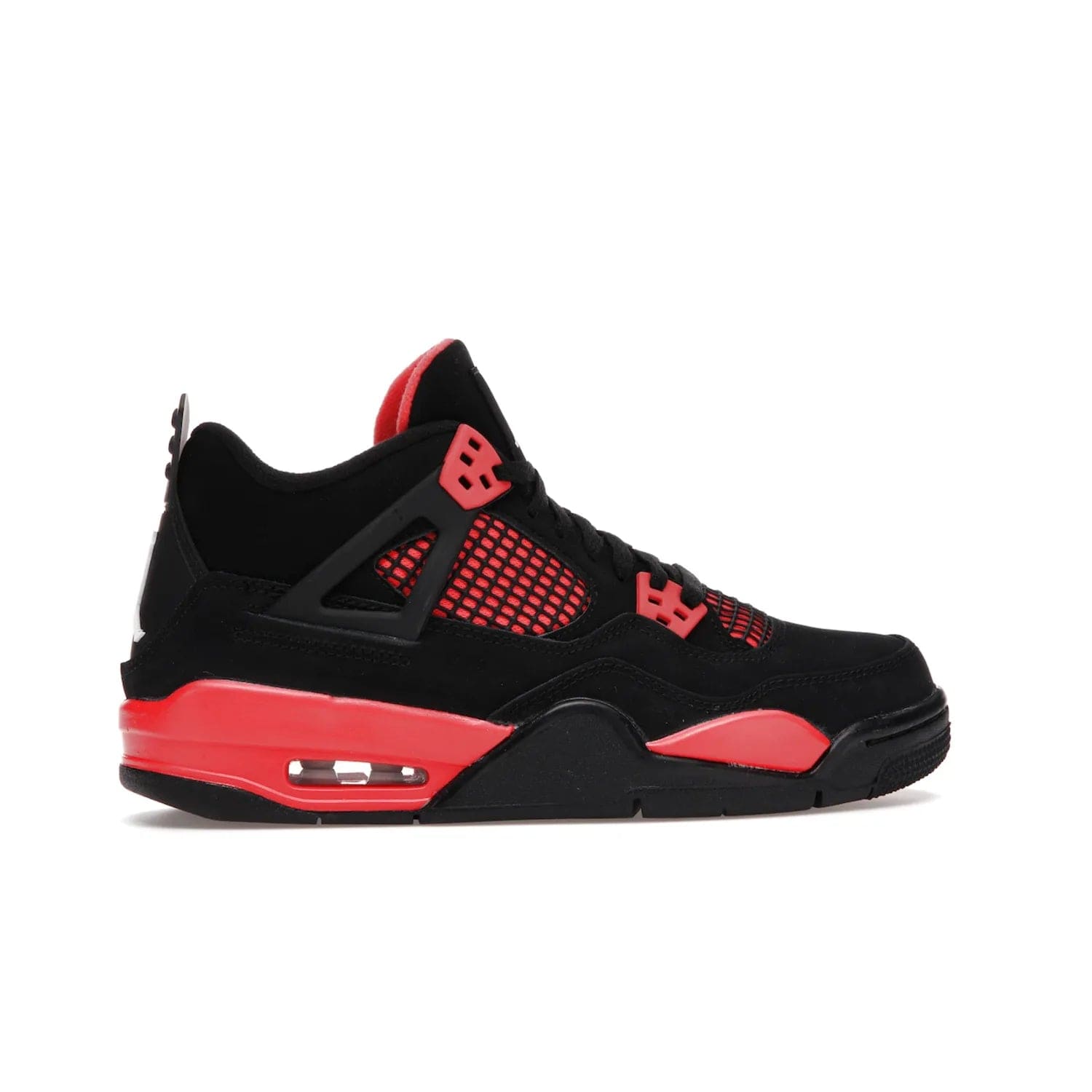 Jordan 4 Retro Red Thunder (GS) - Image 36 - Only at www.BallersClubKickz.com - The Air Jordan 4 Retro Red Thunder GS features a stylish black and crimson upper with a Jumpman logo. Athletic midsole with Air bubbles for cushioning and black rubber outsole with iconic motif complete this classic sneaker.