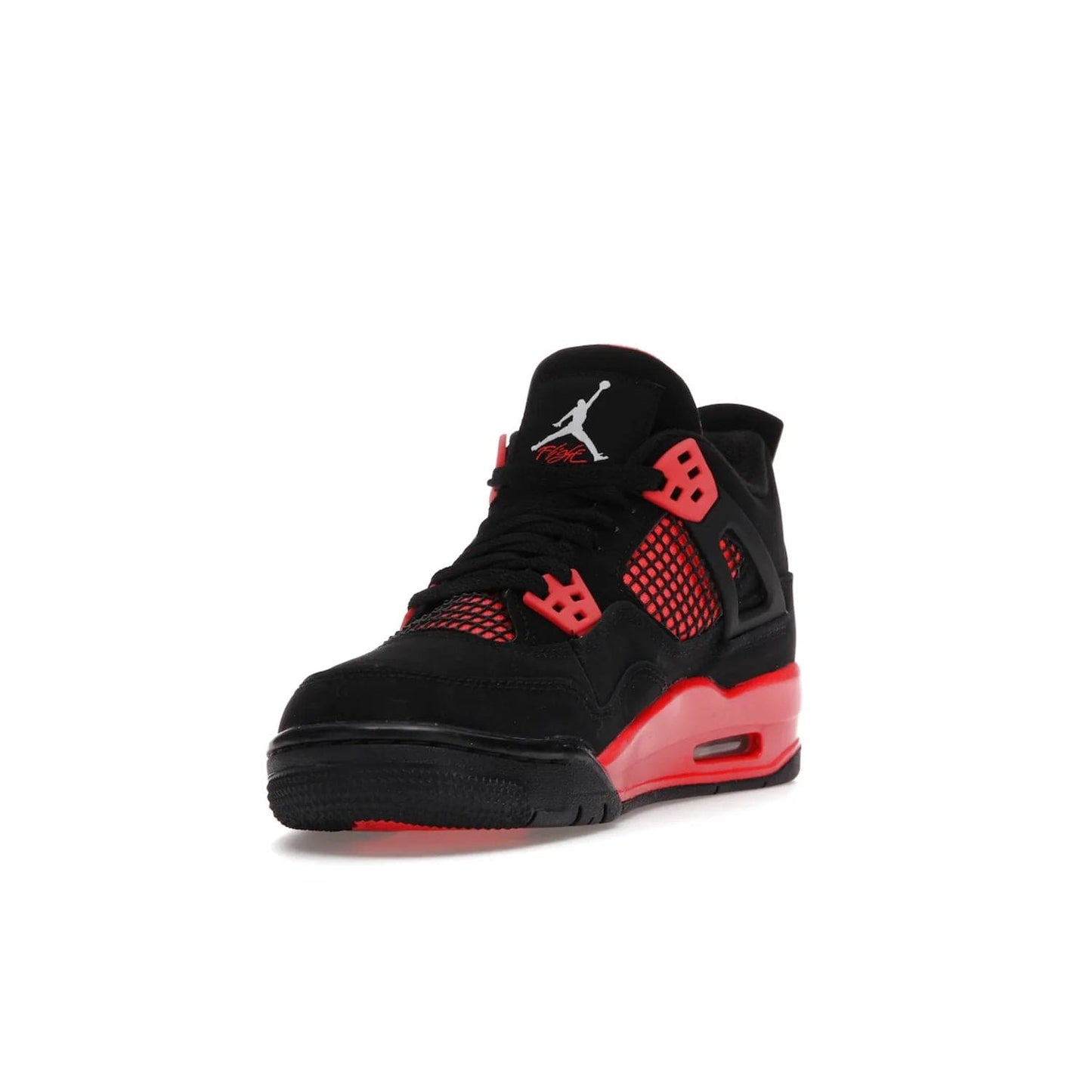 Jordan 4 Retro Red Thunder (GS) - Image 13 - Only at www.BallersClubKickz.com - The Air Jordan 4 Retro Red Thunder GS features a stylish black and crimson upper with a Jumpman logo. Athletic midsole with Air bubbles for cushioning and black rubber outsole with iconic motif complete this classic sneaker.