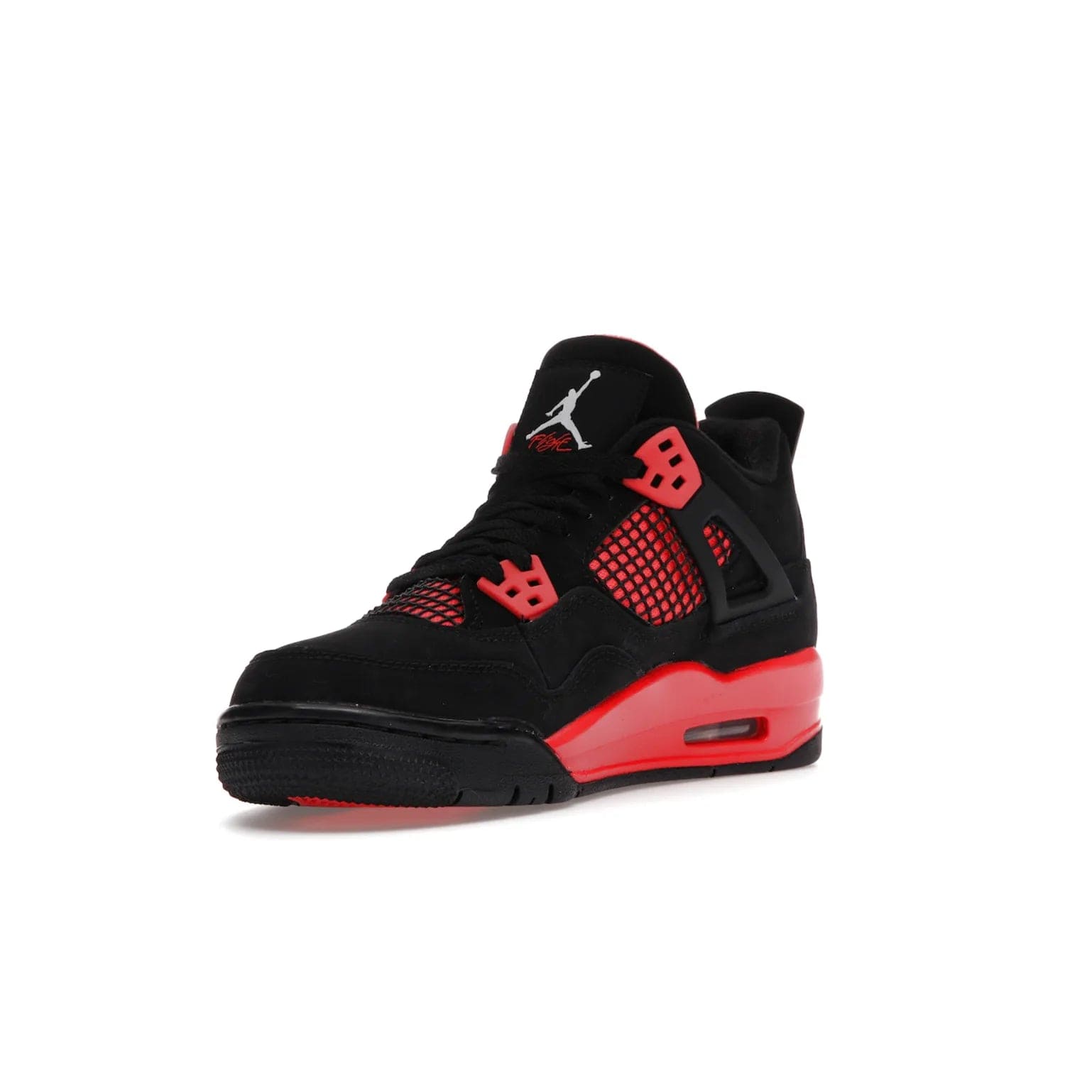 Jordan 4 Retro Red Thunder (GS) - Image 14 - Only at www.BallersClubKickz.com - The Air Jordan 4 Retro Red Thunder GS features a stylish black and crimson upper with a Jumpman logo. Athletic midsole with Air bubbles for cushioning and black rubber outsole with iconic motif complete this classic sneaker.