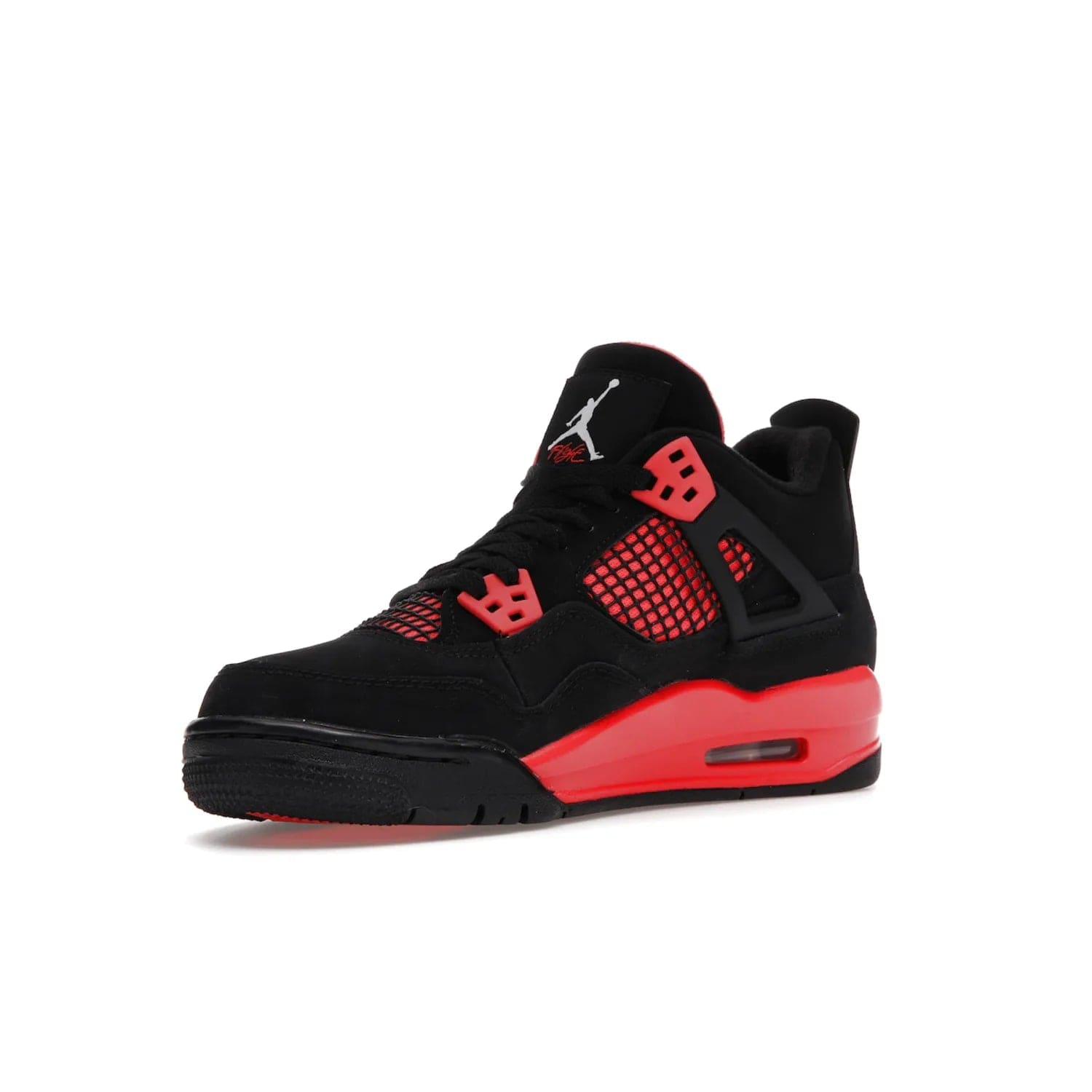 Jordan 4 Retro Red Thunder (GS) - Image 15 - Only at www.BallersClubKickz.com - The Air Jordan 4 Retro Red Thunder GS features a stylish black and crimson upper with a Jumpman logo. Athletic midsole with Air bubbles for cushioning and black rubber outsole with iconic motif complete this classic sneaker.