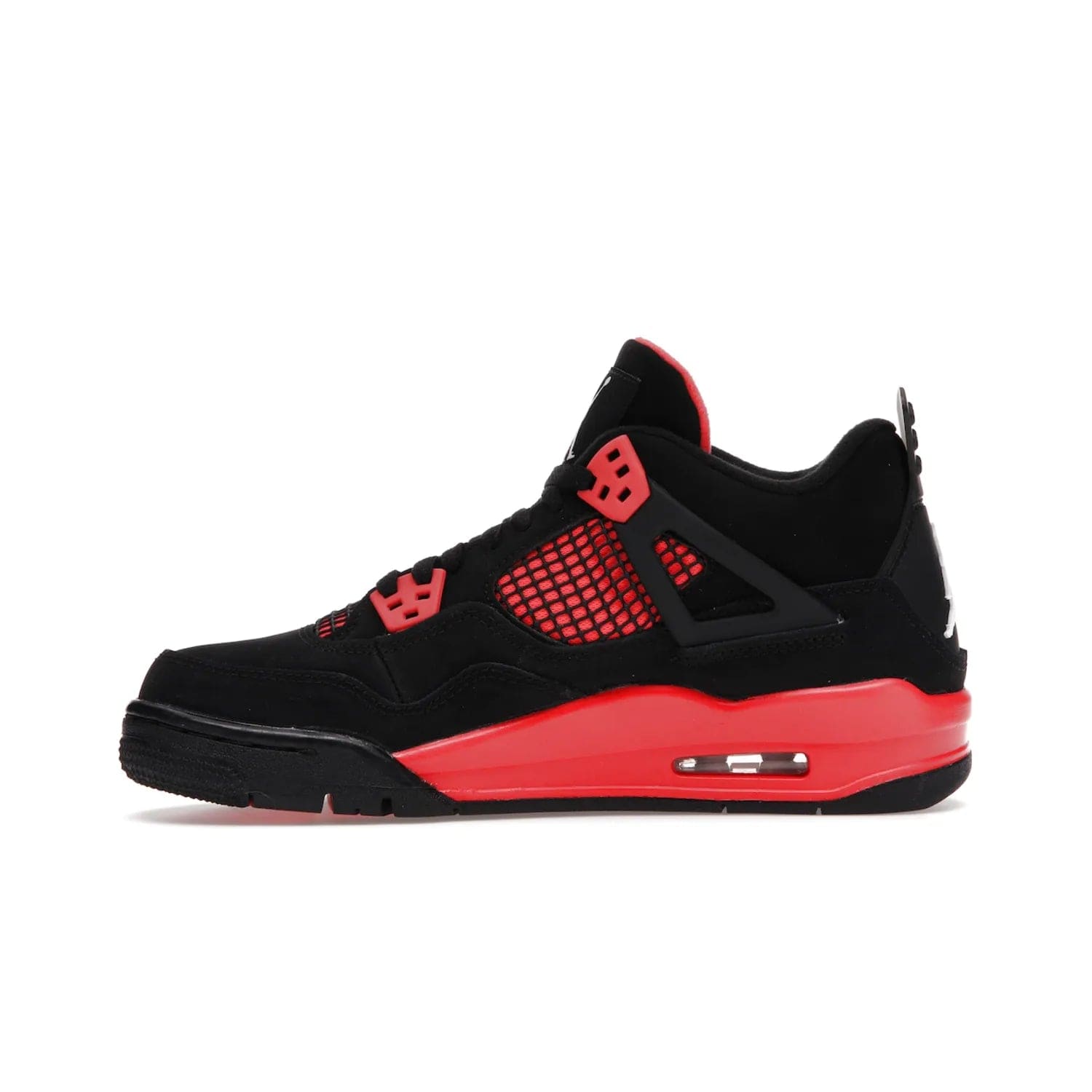 Jordan 4 Retro Red Thunder (GS) - Image 19 - Only at www.BallersClubKickz.com - The Air Jordan 4 Retro Red Thunder GS features a stylish black and crimson upper with a Jumpman logo. Athletic midsole with Air bubbles for cushioning and black rubber outsole with iconic motif complete this classic sneaker.