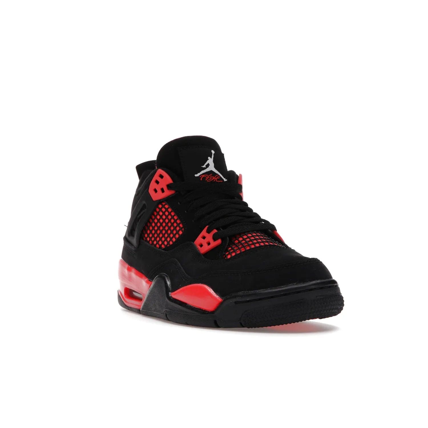 Jordan 4 Retro Red Thunder (GS) - Image 7 - Only at www.BallersClubKickz.com - The Air Jordan 4 Retro Red Thunder GS features a stylish black and crimson upper with a Jumpman logo. Athletic midsole with Air bubbles for cushioning and black rubber outsole with iconic motif complete this classic sneaker.