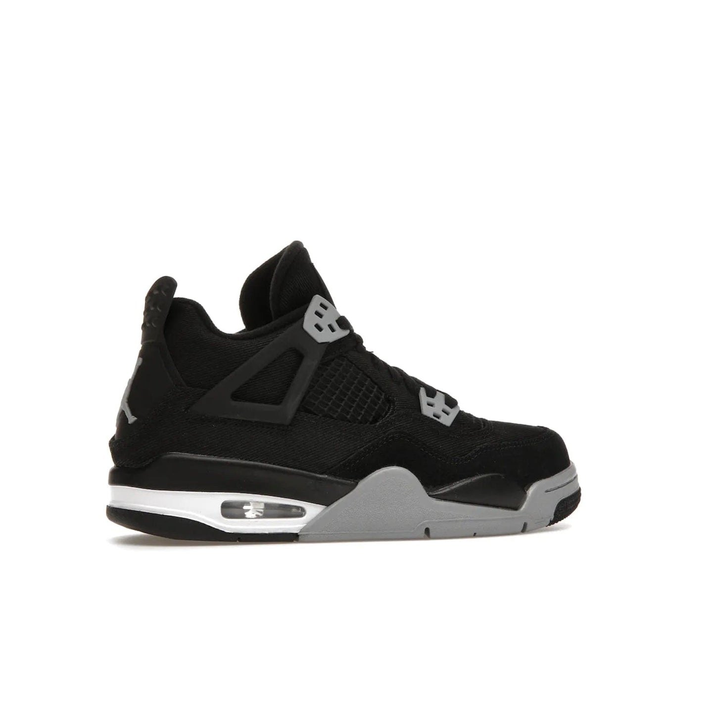 Jordan 4 Retro Black Canvas (GS) - Image 35 - Only at www.BallersClubKickz.com - Premium Air Jordan 4 Retro Black Canvas in grade-schooler's catalog. Featuring black suede canvas upper, grey molding, accents in red, white midsole, woven Jumpman tag, & visible AIR cushioning. Releasing Oct. 1, 2022.