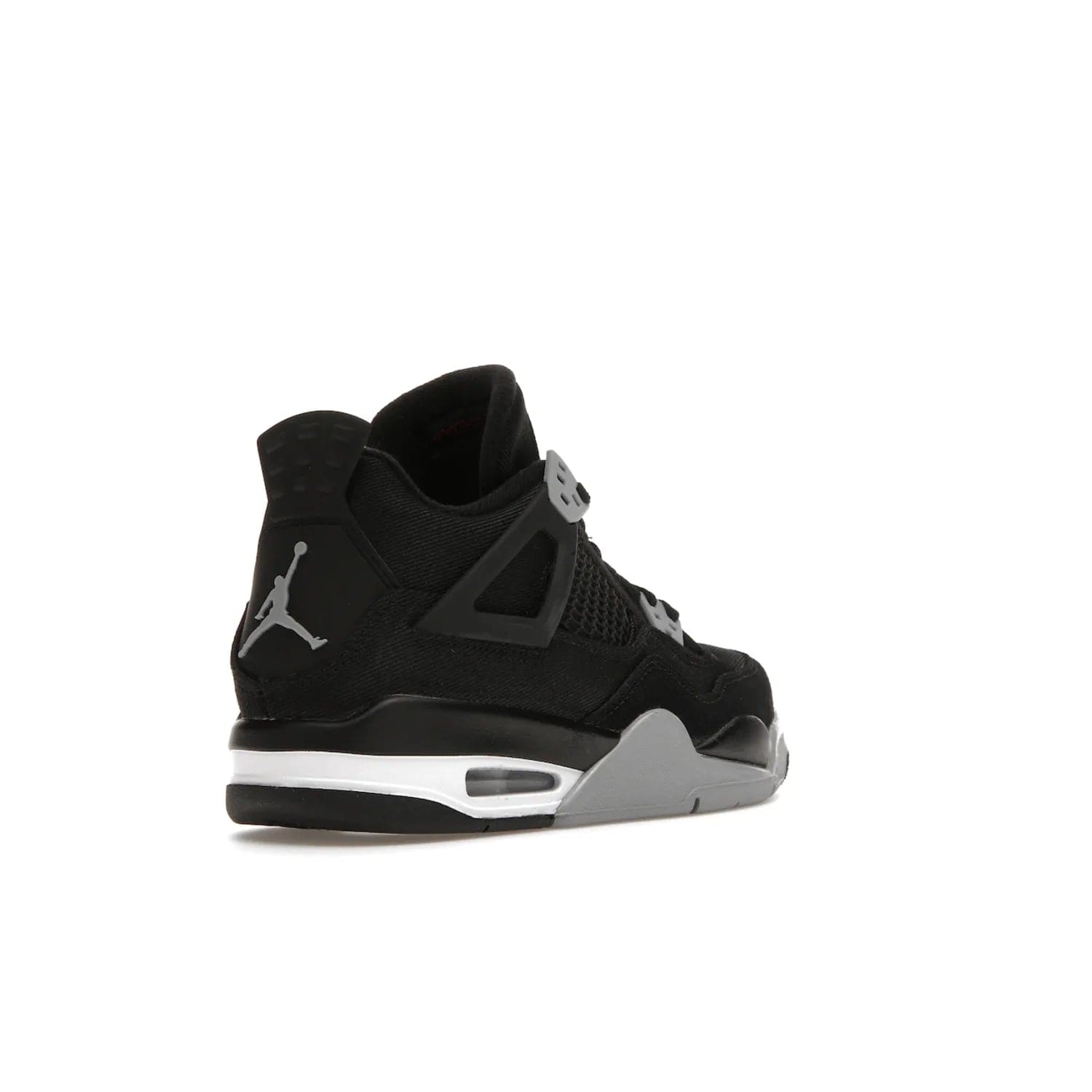 Jordan 4 Retro Black Canvas (GS) - Image 32 - Only at www.BallersClubKickz.com - Premium Air Jordan 4 Retro Black Canvas in grade-schooler's catalog. Featuring black suede canvas upper, grey molding, accents in red, white midsole, woven Jumpman tag, & visible AIR cushioning. Releasing Oct. 1, 2022.