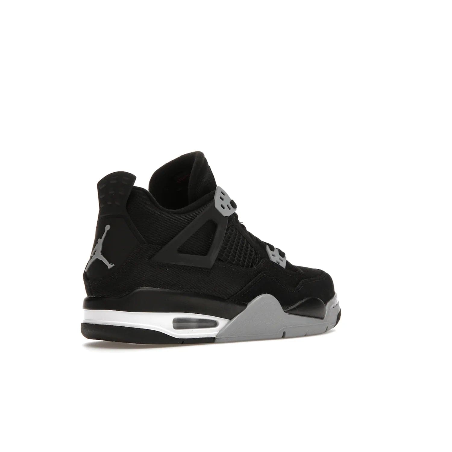 Jordan 4 Retro Black Canvas (GS) - Image 33 - Only at www.BallersClubKickz.com - Premium Air Jordan 4 Retro Black Canvas in grade-schooler's catalog. Featuring black suede canvas upper, grey molding, accents in red, white midsole, woven Jumpman tag, & visible AIR cushioning. Releasing Oct. 1, 2022.