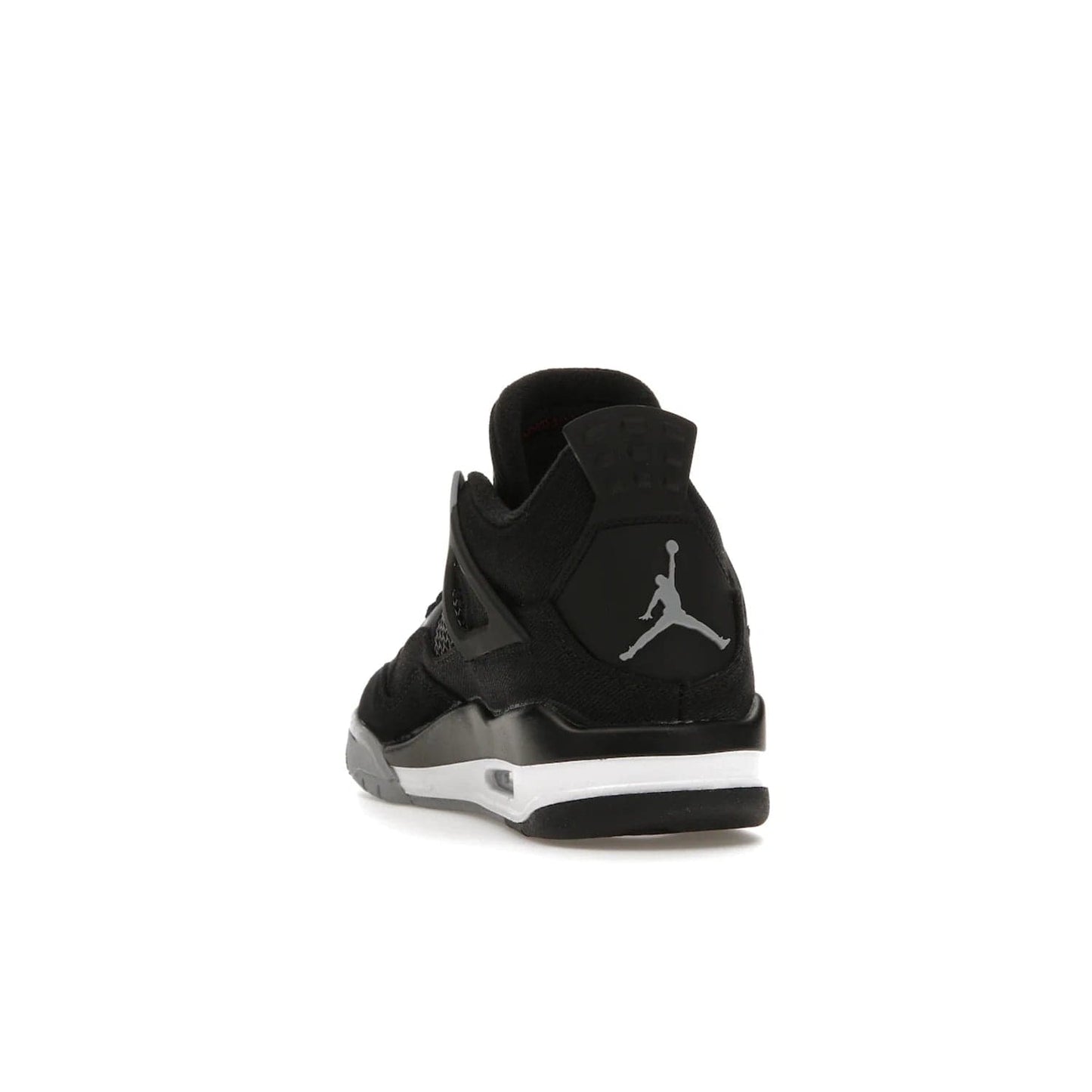 Jordan 4 Retro Black Canvas (GS) - Image 26 - Only at www.BallersClubKickz.com - Premium Air Jordan 4 Retro Black Canvas in grade-schooler's catalog. Featuring black suede canvas upper, grey molding, accents in red, white midsole, woven Jumpman tag, & visible AIR cushioning. Releasing Oct. 1, 2022.