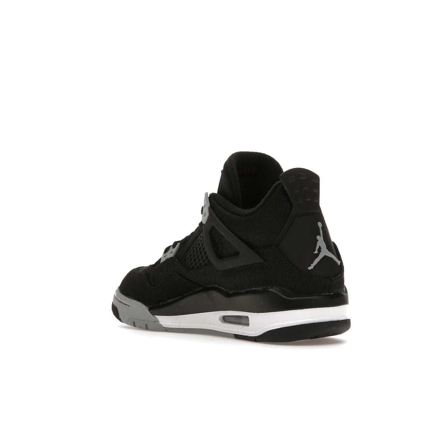 Jordan 4 Retro Black Canvas (GS) - Image 24 - Only at www.BallersClubKickz.com - Premium Air Jordan 4 Retro Black Canvas in grade-schooler's catalog. Featuring black suede canvas upper, grey molding, accents in red, white midsole, woven Jumpman tag, & visible AIR cushioning. Releasing Oct. 1, 2022.