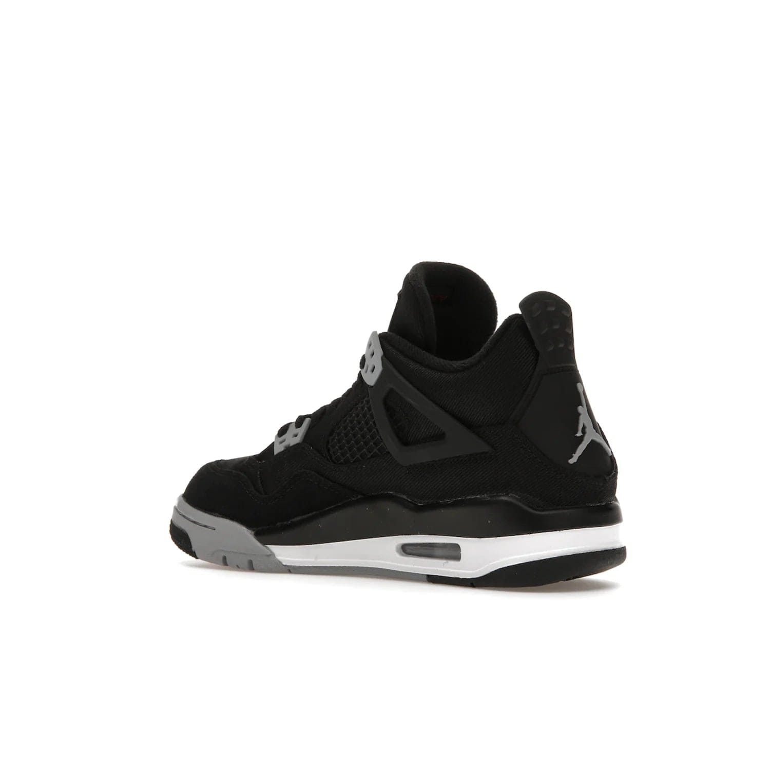 Jordan 4 Retro Black Canvas (GS) - Image 23 - Only at www.BallersClubKickz.com - Premium Air Jordan 4 Retro Black Canvas in grade-schooler's catalog. Featuring black suede canvas upper, grey molding, accents in red, white midsole, woven Jumpman tag, & visible AIR cushioning. Releasing Oct. 1, 2022.