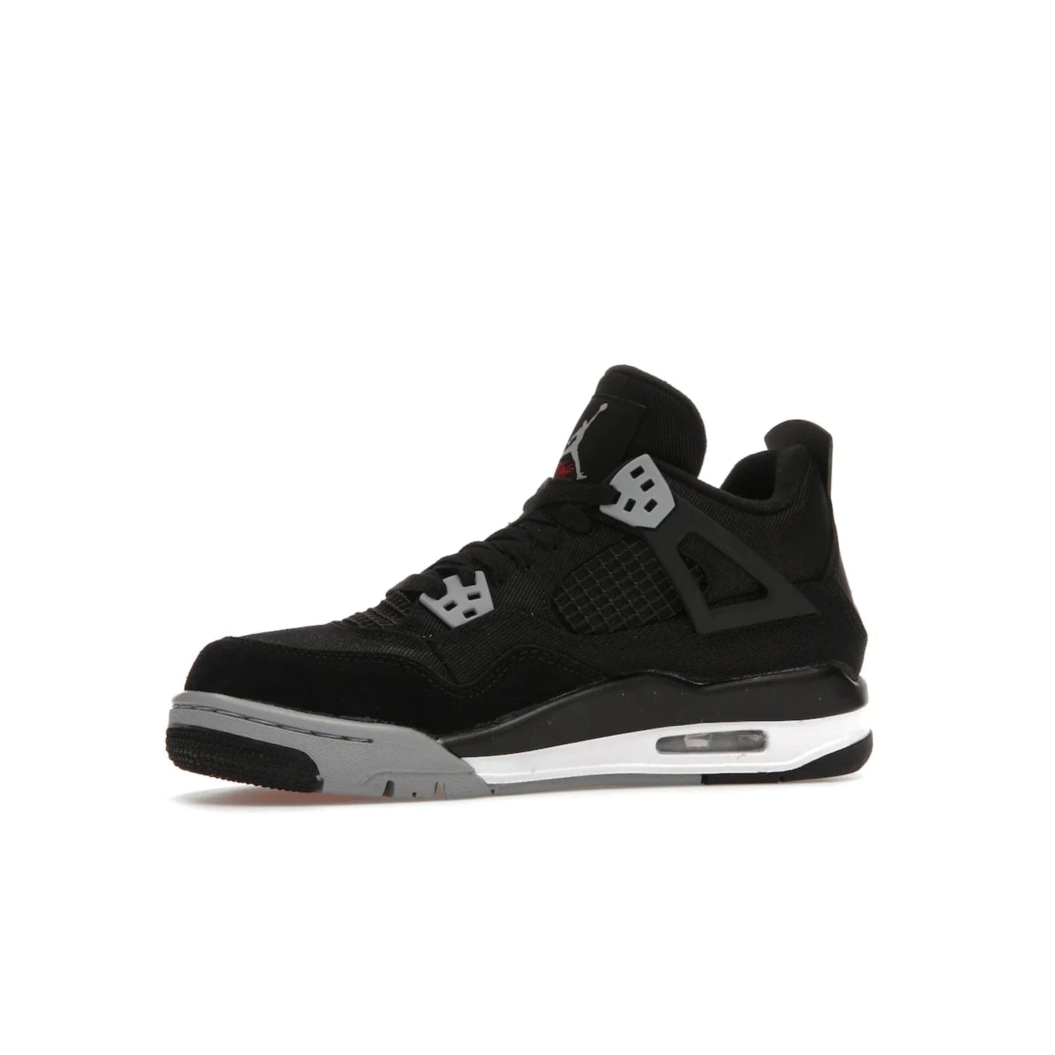 Jordan 4 Retro Black Canvas (GS) - Image 17 - Only at www.BallersClubKickz.com - Premium Air Jordan 4 Retro Black Canvas in grade-schooler's catalog. Featuring black suede canvas upper, grey molding, accents in red, white midsole, woven Jumpman tag, & visible AIR cushioning. Releasing Oct. 1, 2022.