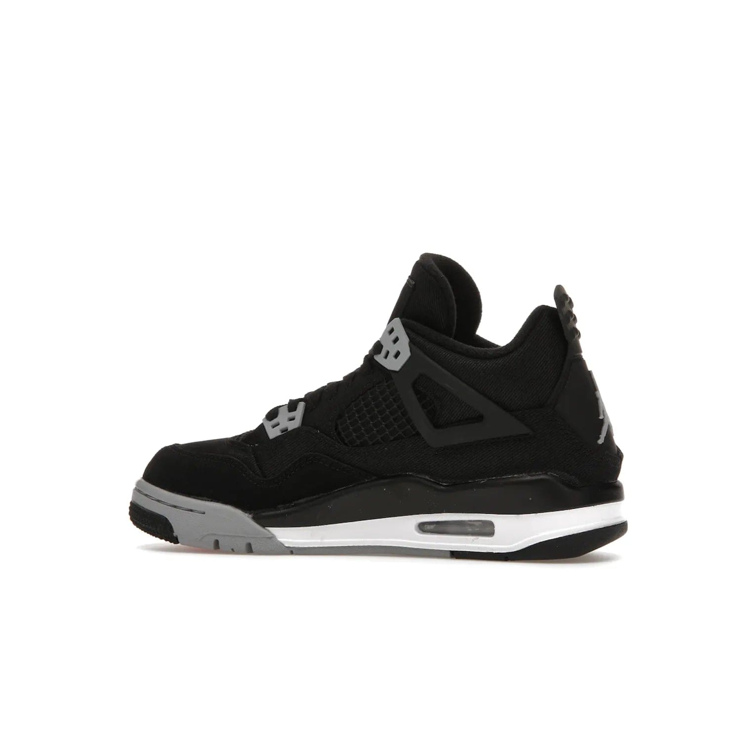 Jordan 4 Retro Black Canvas (GS) - Image 21 - Only at www.BallersClubKickz.com - Premium Air Jordan 4 Retro Black Canvas in grade-schooler's catalog. Featuring black suede canvas upper, grey molding, accents in red, white midsole, woven Jumpman tag, & visible AIR cushioning. Releasing Oct. 1, 2022.