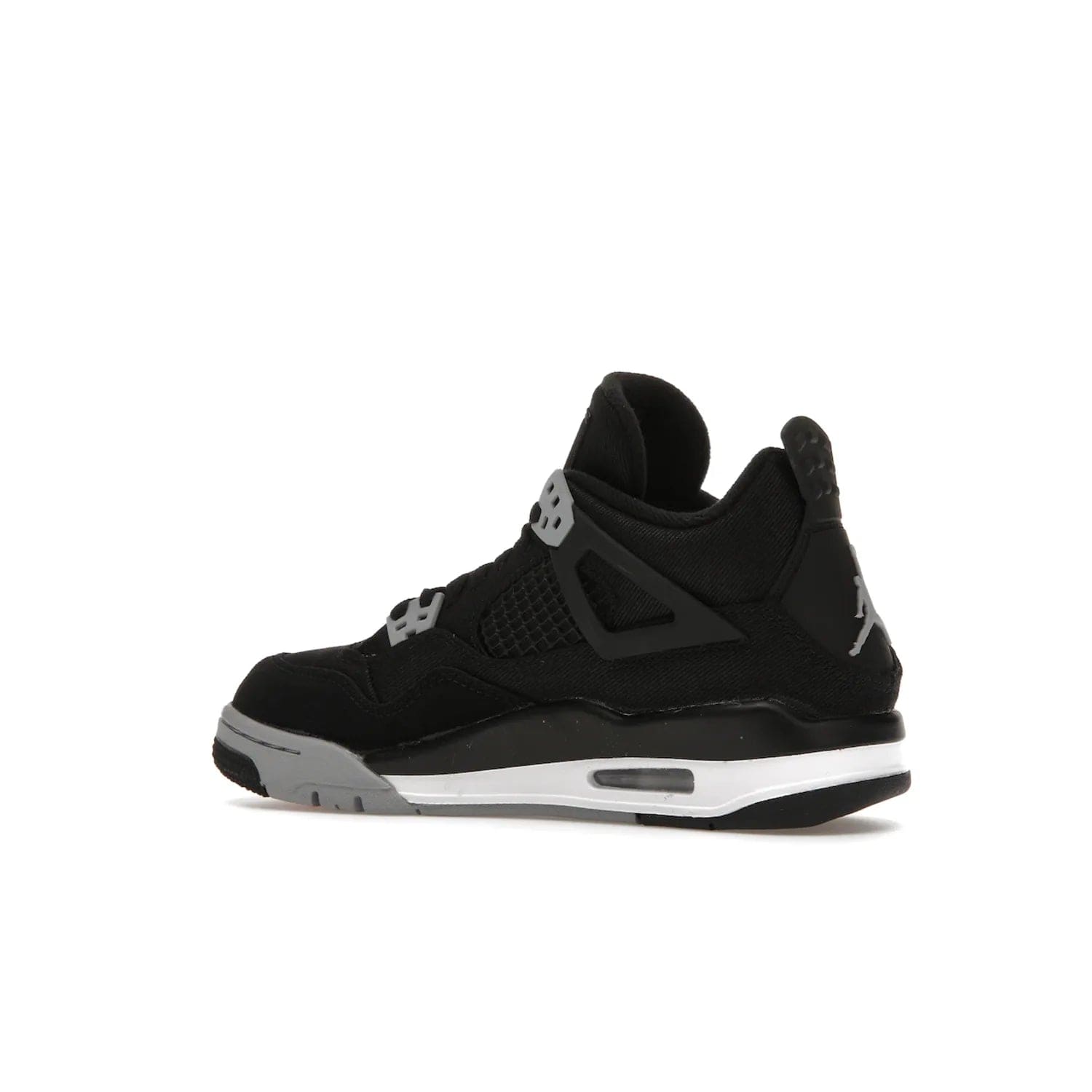 Jordan 4 Retro Black Canvas (GS) - Image 22 - Only at www.BallersClubKickz.com - Premium Air Jordan 4 Retro Black Canvas in grade-schooler's catalog. Featuring black suede canvas upper, grey molding, accents in red, white midsole, woven Jumpman tag, & visible AIR cushioning. Releasing Oct. 1, 2022.