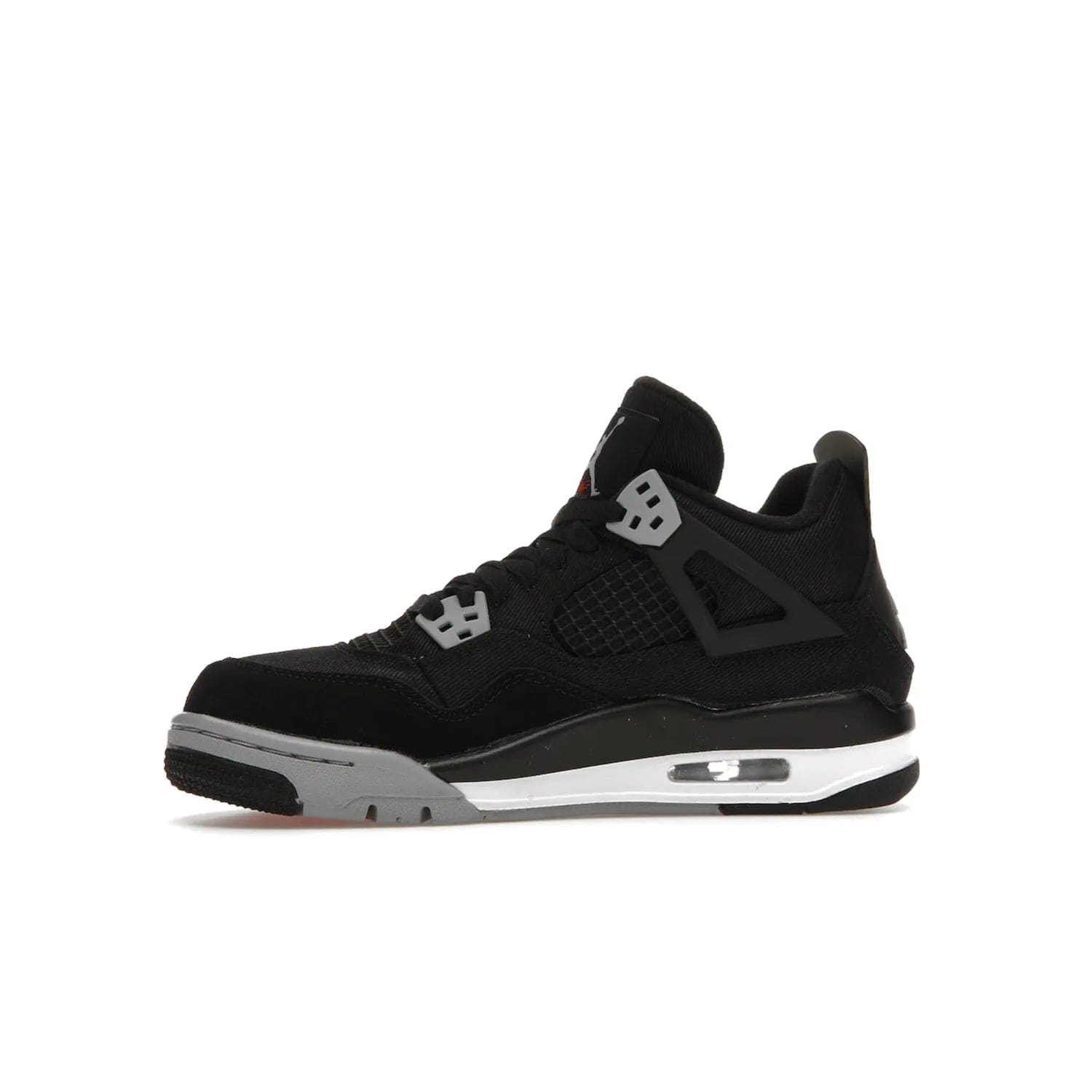 Jordan 4 Retro Black Canvas (GS) - Image 18 - Only at www.BallersClubKickz.com - Premium Air Jordan 4 Retro Black Canvas in grade-schooler's catalog. Featuring black suede canvas upper, grey molding, accents in red, white midsole, woven Jumpman tag, & visible AIR cushioning. Releasing Oct. 1, 2022.
