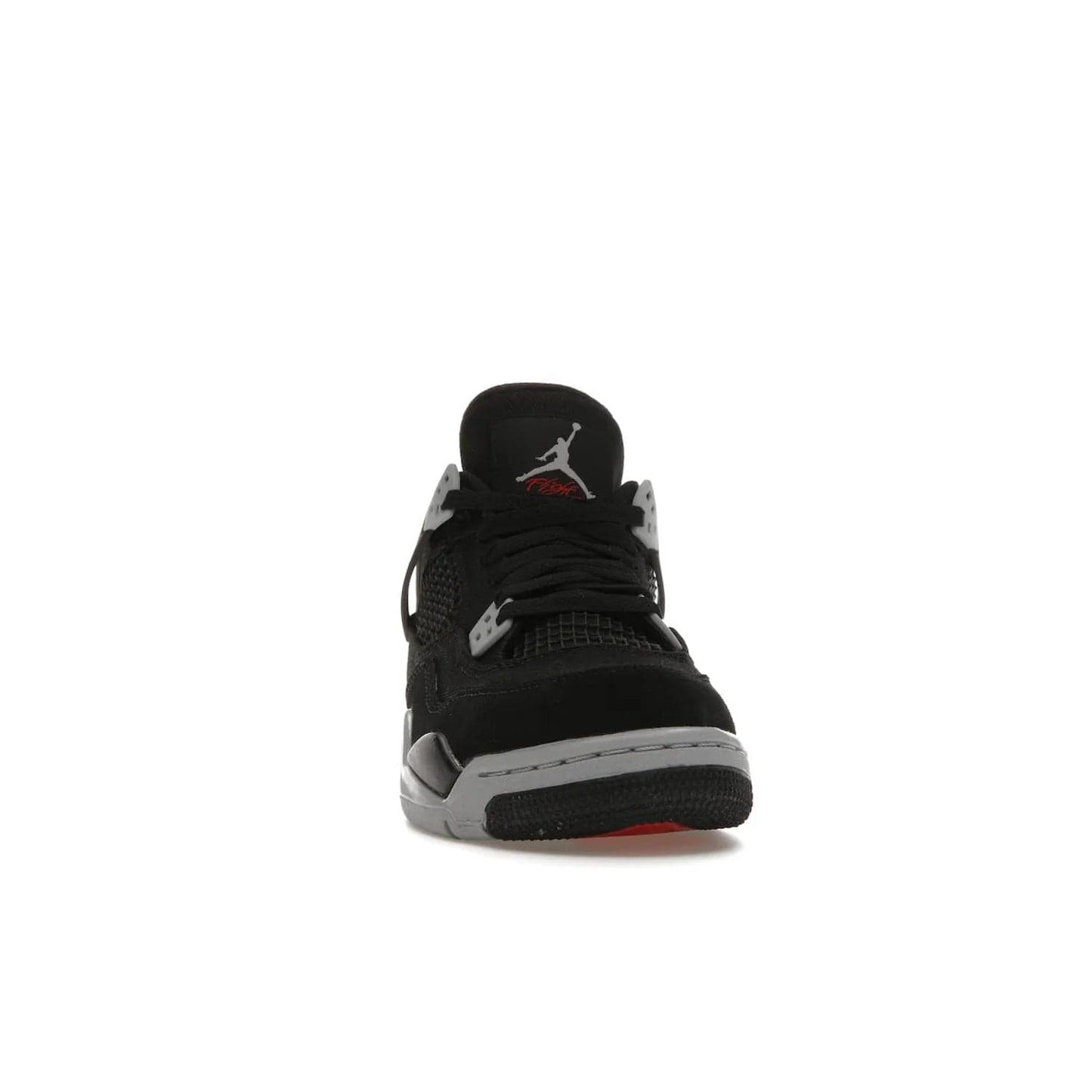 Jordan 4 Retro Black Canvas (GS) - Image 9 - Only at www.BallersClubKickz.com - Premium Air Jordan 4 Retro Black Canvas in grade-schooler's catalog. Featuring black suede canvas upper, grey molding, accents in red, white midsole, woven Jumpman tag, & visible AIR cushioning. Releasing Oct. 1, 2022.