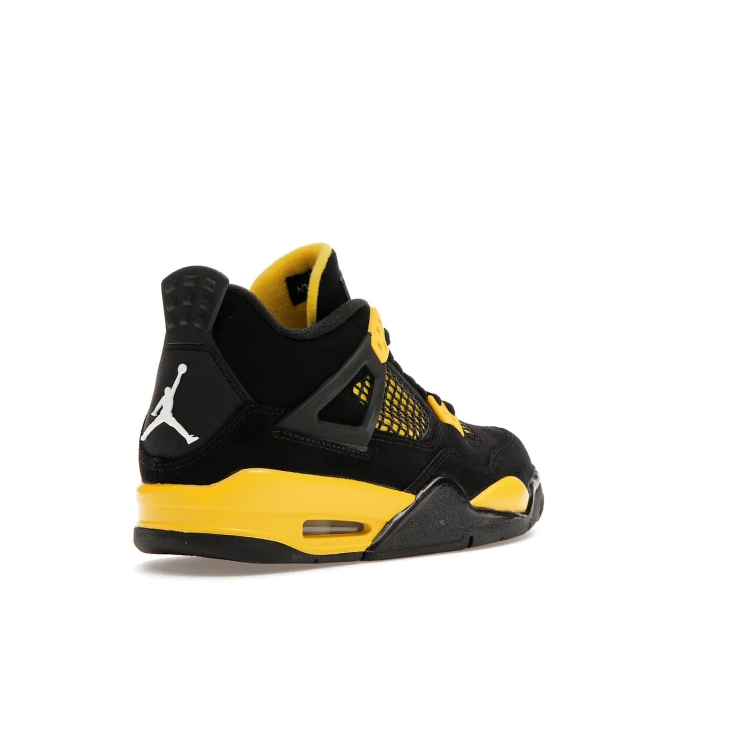 Jordan 4 Retro Thunder (2023) (GS) - Image 32 - Only at www.BallersClubKickz.com - Introducing the iconic Jordan 4 Retro Thunder from the 2023 collection! Sleek black and Tour Yellow detailing. Signature Jordan tongue tab. Mesmerizing design for sneaker collectors. Get yours now!