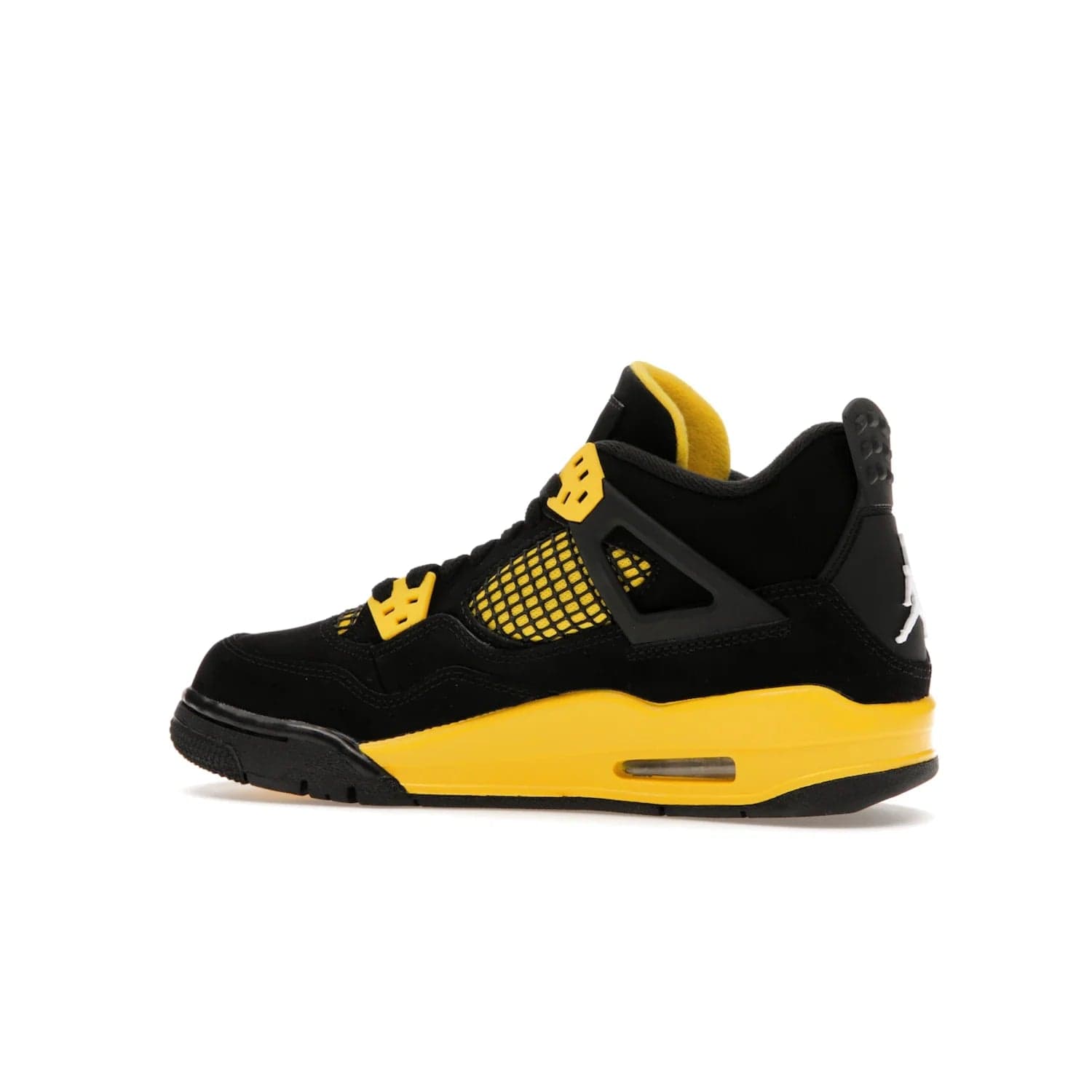 Jordan 4 Retro Thunder (2023) (GS) - Image 21 - Only at www.BallersClubKickz.com - Introducing the iconic Jordan 4 Retro Thunder from the 2023 collection! Sleek black and Tour Yellow detailing. Signature Jordan tongue tab. Mesmerizing design for sneaker collectors. Get yours now!