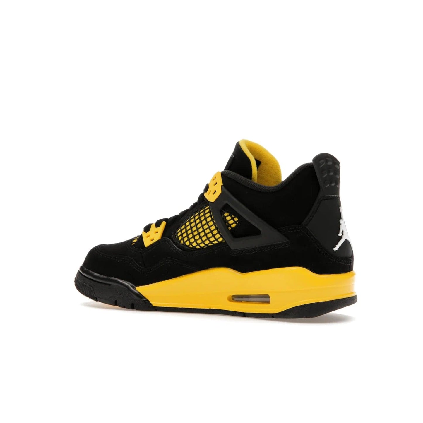 Jordan 4 Retro Thunder (2023) (GS) - Image 22 - Only at www.BallersClubKickz.com - Introducing the iconic Jordan 4 Retro Thunder from the 2023 collection! Sleek black and Tour Yellow detailing. Signature Jordan tongue tab. Mesmerizing design for sneaker collectors. Get yours now!