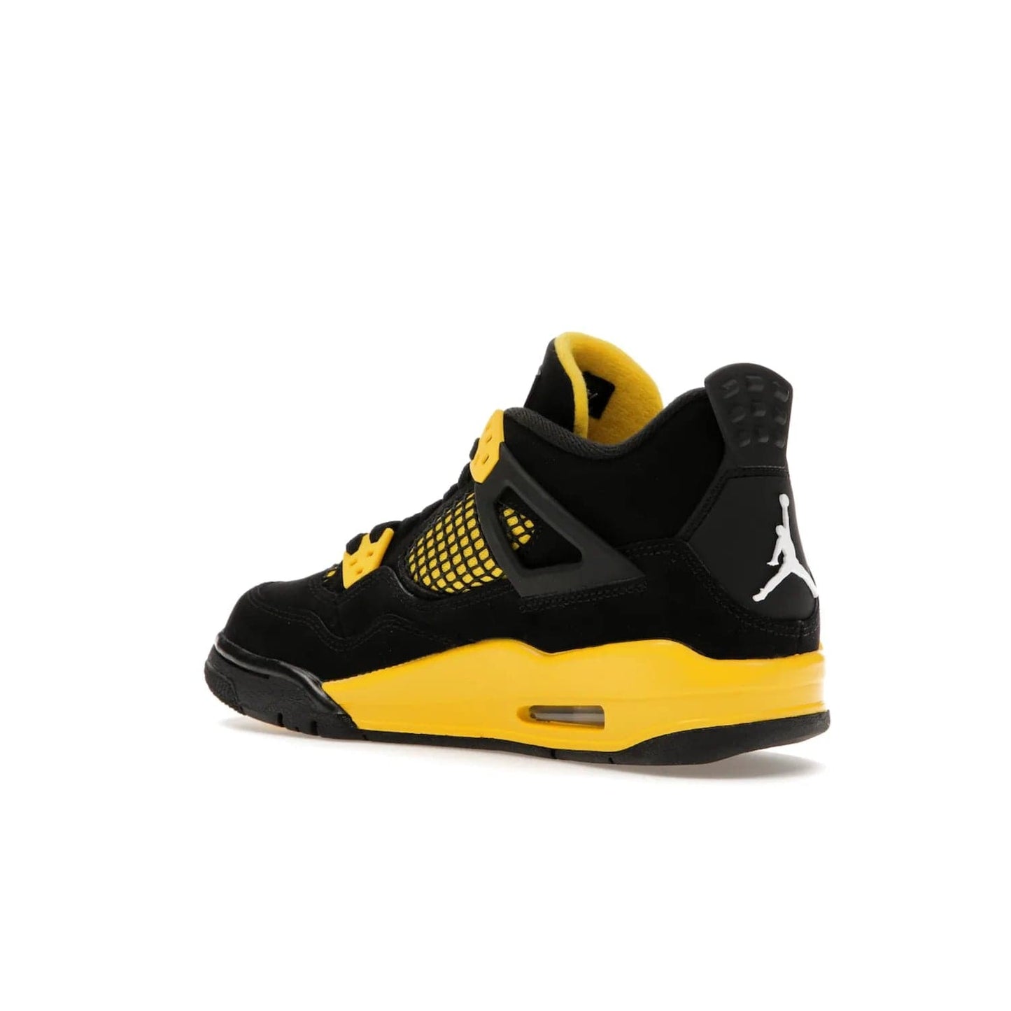 Jordan 4 Retro Thunder (2023) (GS) - Image 23 - Only at www.BallersClubKickz.com - Introducing the iconic Jordan 4 Retro Thunder from the 2023 collection! Sleek black and Tour Yellow detailing. Signature Jordan tongue tab. Mesmerizing design for sneaker collectors. Get yours now!