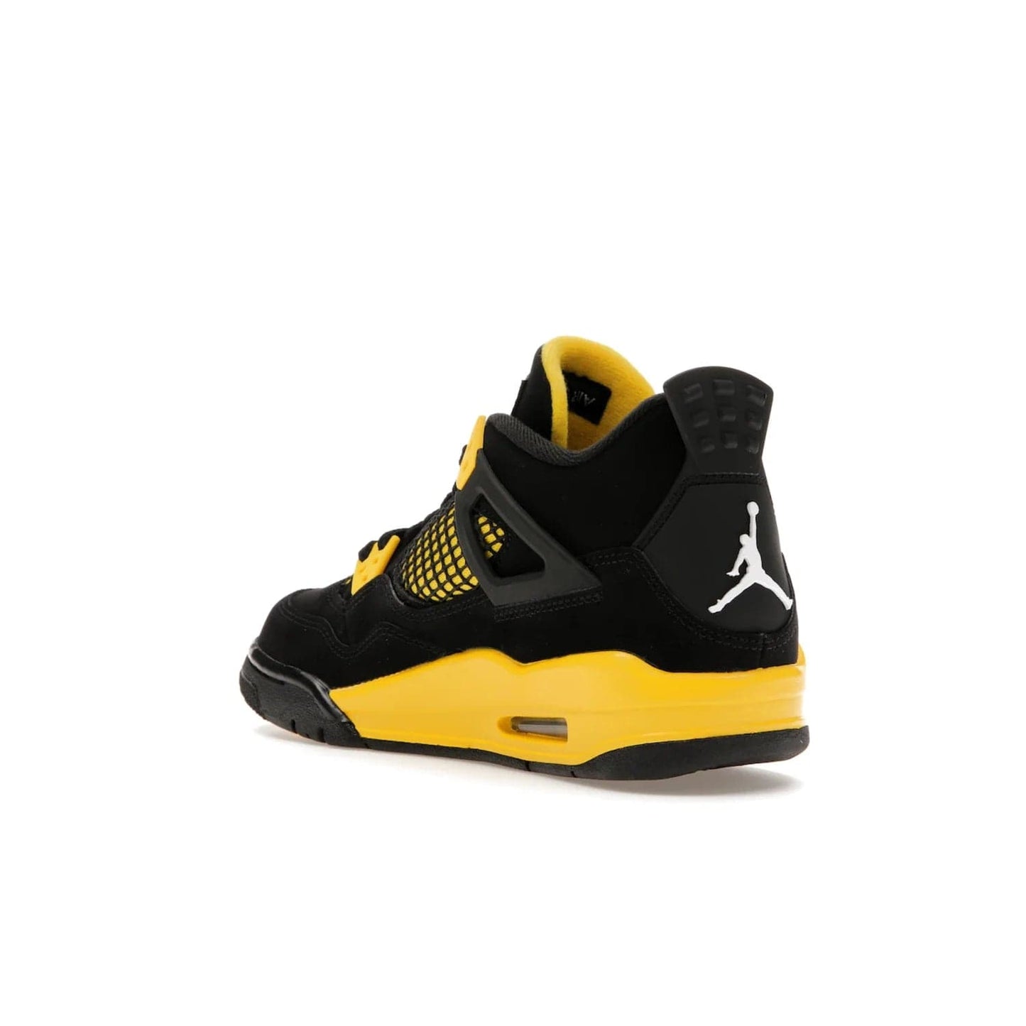 Jordan 4 Retro Thunder (2023) (GS) - Image 24 - Only at www.BallersClubKickz.com - Introducing the iconic Jordan 4 Retro Thunder from the 2023 collection! Sleek black and Tour Yellow detailing. Signature Jordan tongue tab. Mesmerizing design for sneaker collectors. Get yours now!