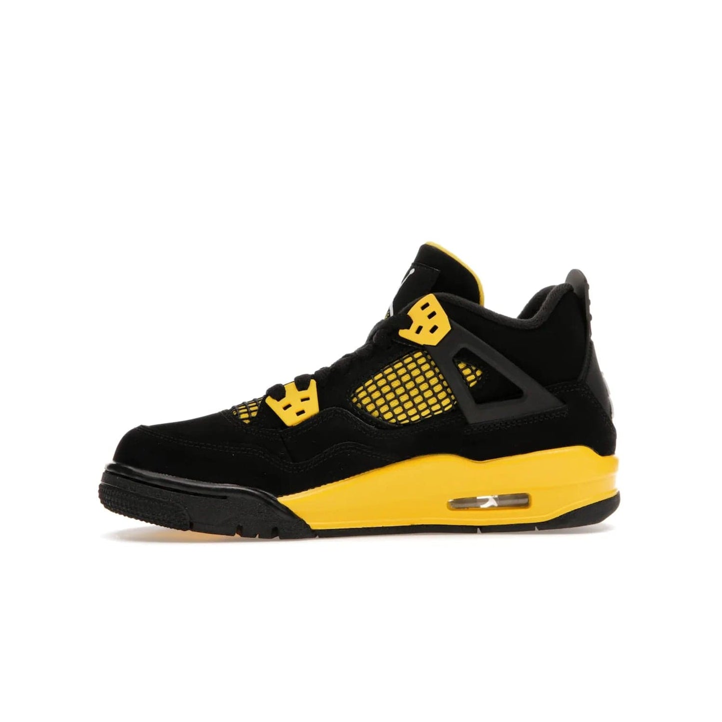 Jordan 4 Retro Thunder (2023) (GS) - Image 18 - Only at www.BallersClubKickz.com - Introducing the iconic Jordan 4 Retro Thunder from the 2023 collection! Sleek black and Tour Yellow detailing. Signature Jordan tongue tab. Mesmerizing design for sneaker collectors. Get yours now!