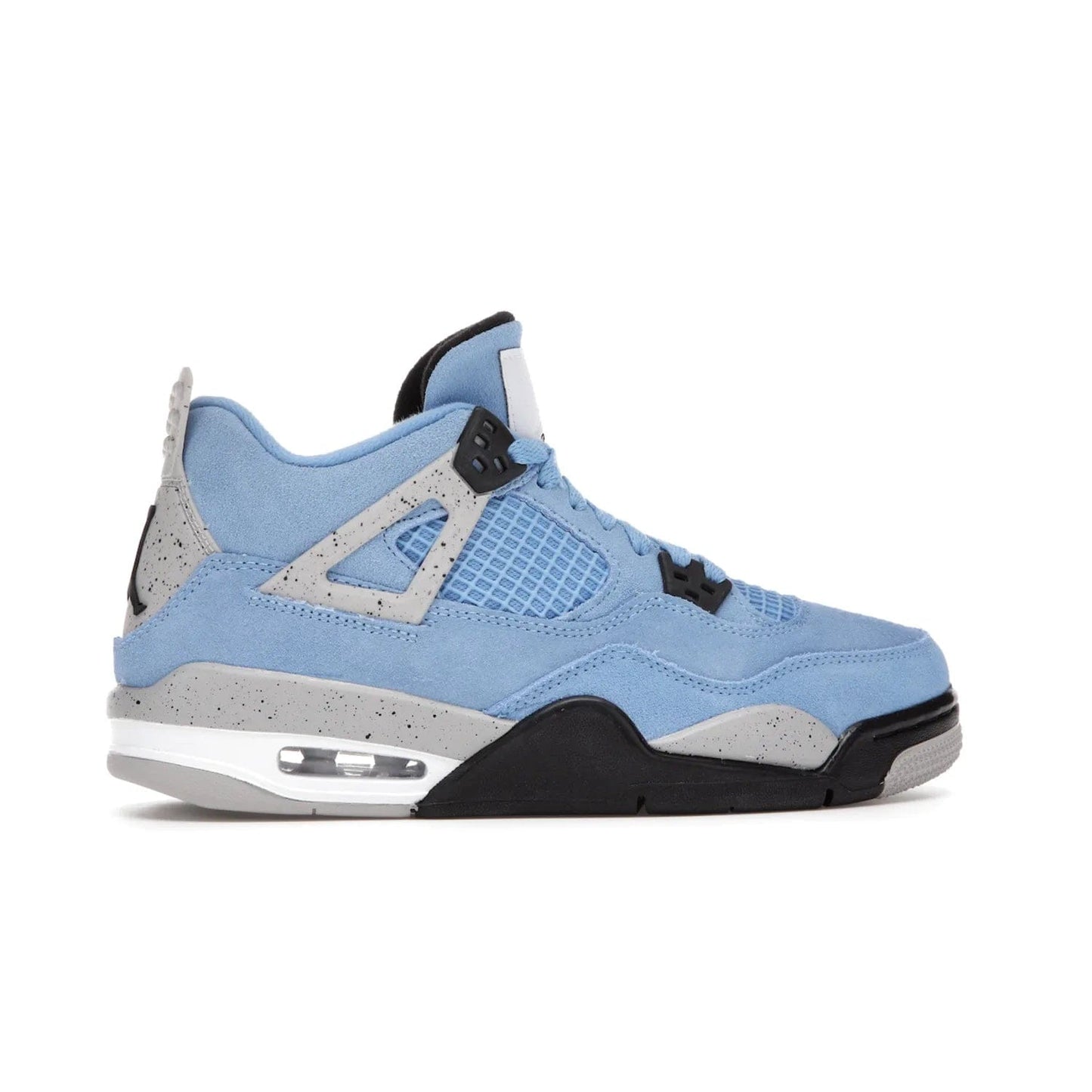 Jordan 4 Retro University Blue (GS) - Image 36 - Only at www.BallersClubKickz.com - Air Jordan 4 Retro University Blue GS: Classic silhouette and vibrant colors. Featuring a suede upper and Jumpman icon, this grade school-size shoe is perfect for collections and retails at $150.