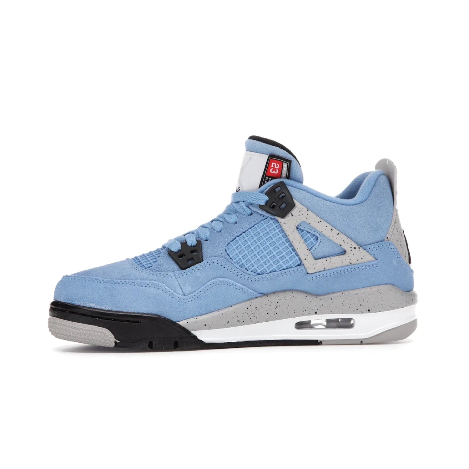 Jordan 4 Retro University Blue (GS) - Image 18 - Only at www.BallersClubKickz.com - Air Jordan 4 Retro University Blue GS: Classic silhouette and vibrant colors. Featuring a suede upper and Jumpman icon, this grade school-size shoe is perfect for collections and retails at $150.