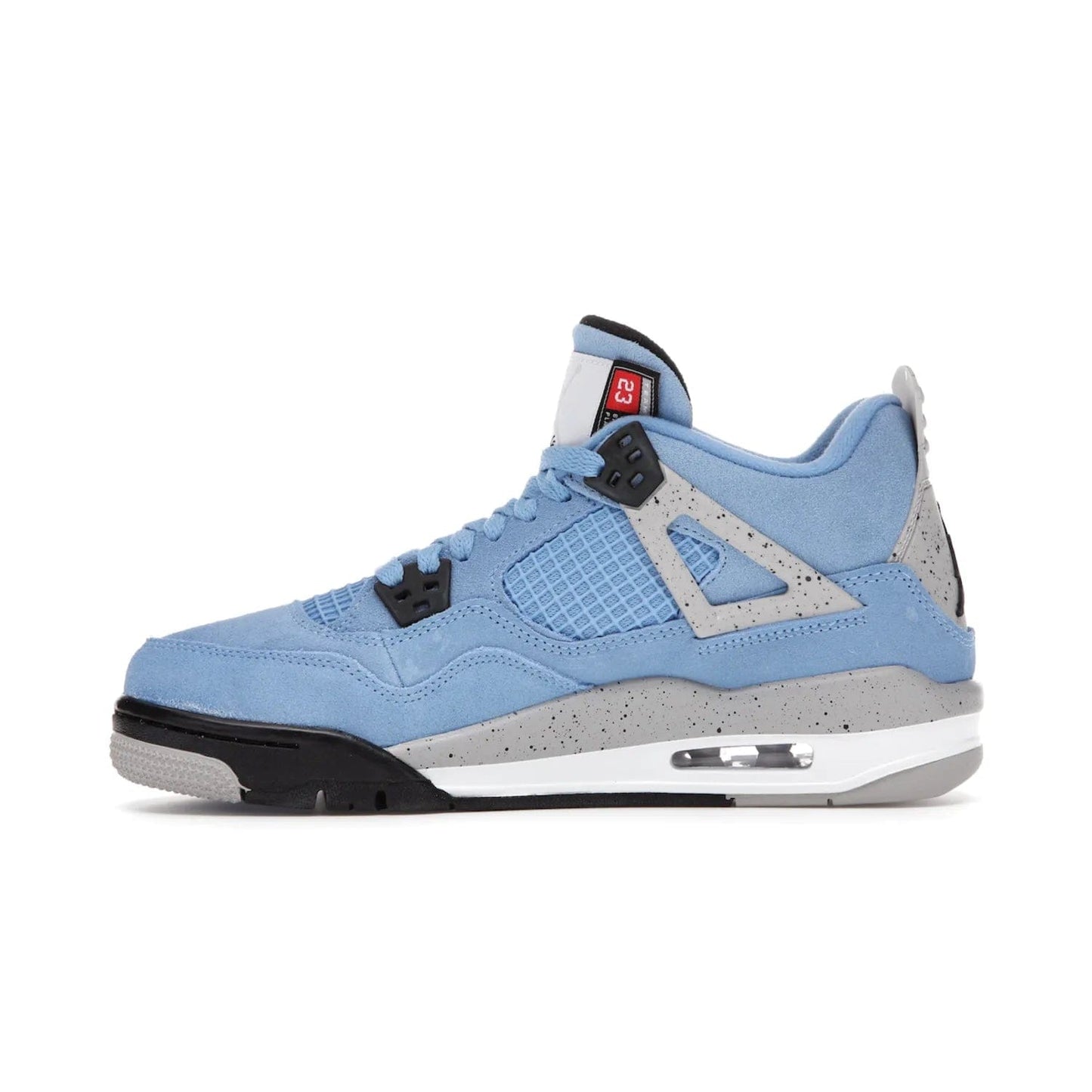 Jordan 4 Retro University Blue (GS) - Image 19 - Only at www.BallersClubKickz.com - Air Jordan 4 Retro University Blue GS: Classic silhouette and vibrant colors. Featuring a suede upper and Jumpman icon, this grade school-size shoe is perfect for collections and retails at $150.