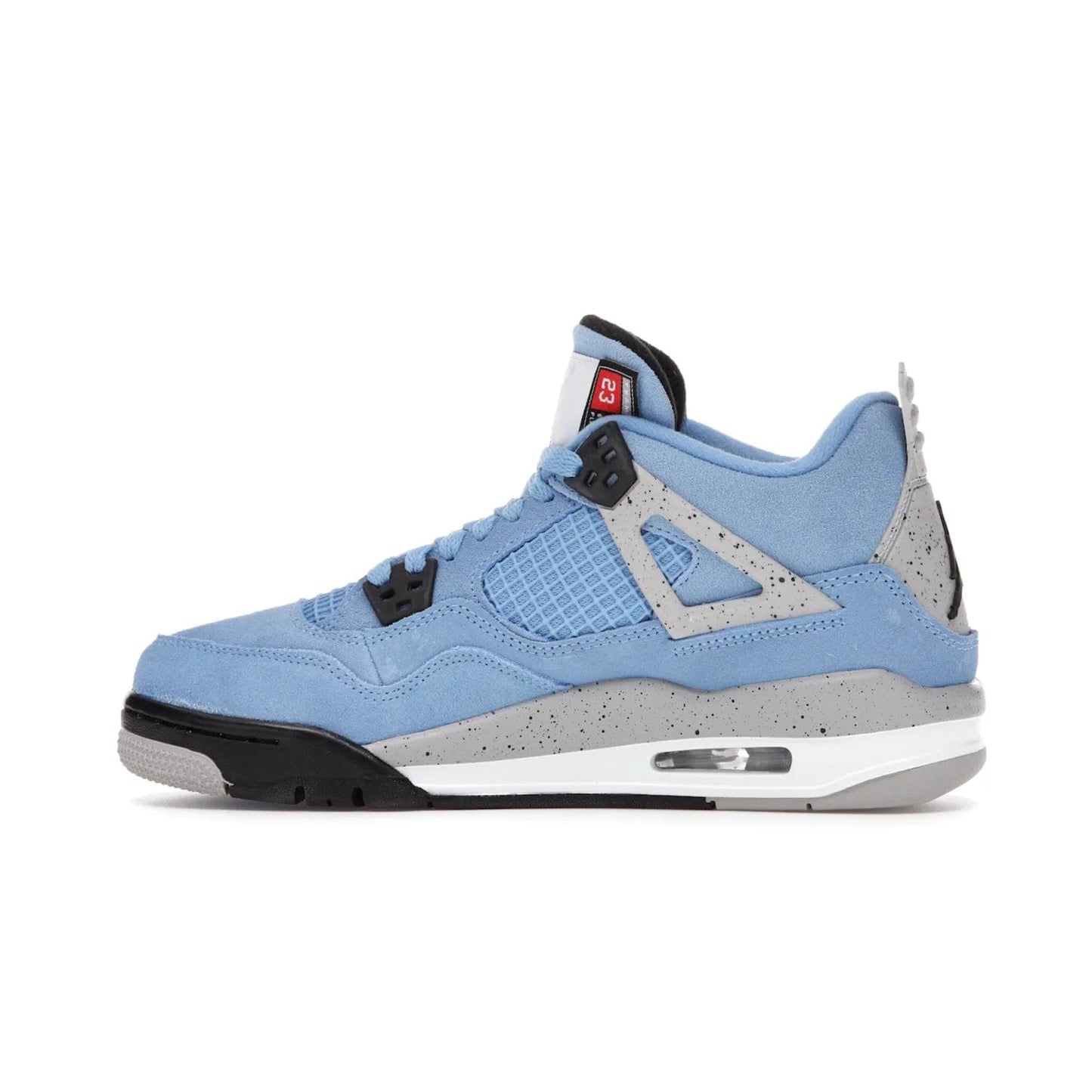 Jordan 4 Retro University Blue (GS) - Image 20 - Only at www.BallersClubKickz.com - Air Jordan 4 Retro University Blue GS: Classic silhouette and vibrant colors. Featuring a suede upper and Jumpman icon, this grade school-size shoe is perfect for collections and retails at $150.