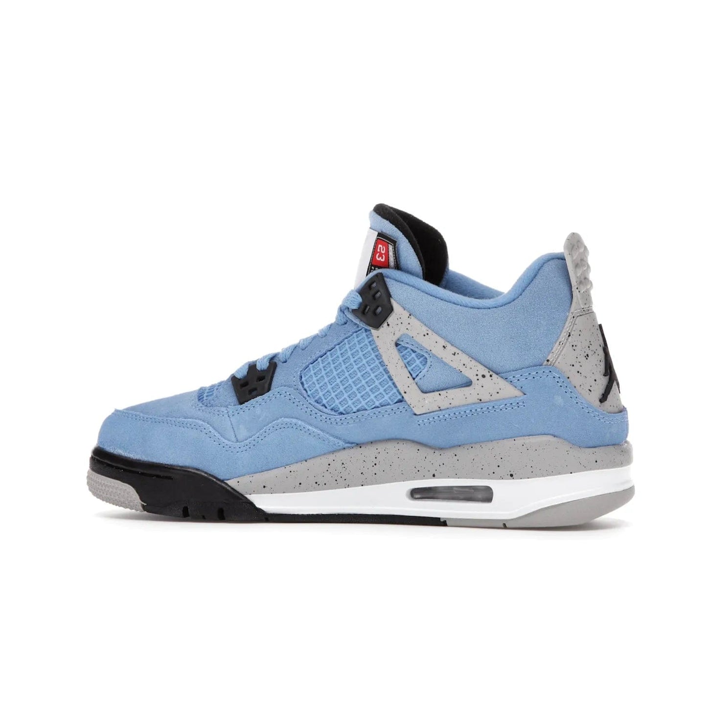 Jordan 4 Retro University Blue (GS) - Image 21 - Only at www.BallersClubKickz.com - Air Jordan 4 Retro University Blue GS: Classic silhouette and vibrant colors. Featuring a suede upper and Jumpman icon, this grade school-size shoe is perfect for collections and retails at $150.