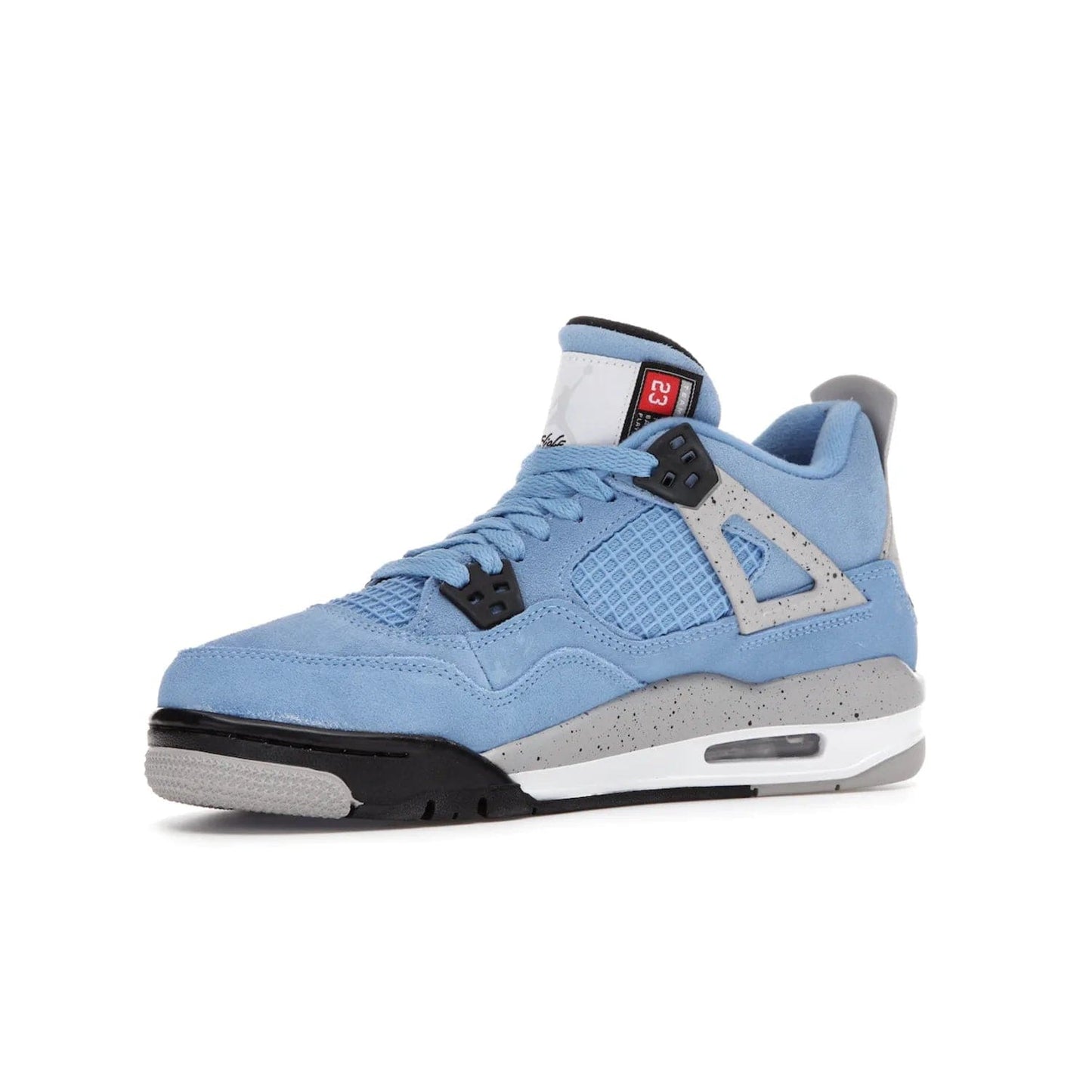 Jordan 4 Retro University Blue (GS) - Image 16 - Only at www.BallersClubKickz.com - Air Jordan 4 Retro University Blue GS: Classic silhouette and vibrant colors. Featuring a suede upper and Jumpman icon, this grade school-size shoe is perfect for collections and retails at $150.