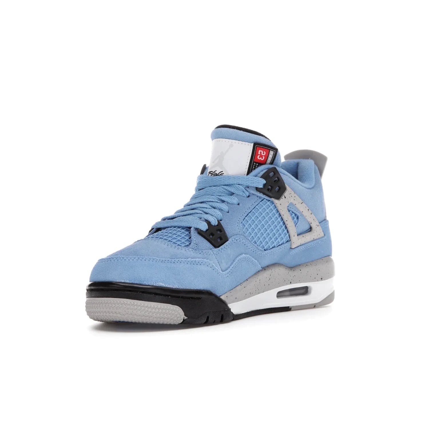 Jordan 4 Retro University Blue (GS) - Image 14 - Only at www.BallersClubKickz.com - Air Jordan 4 Retro University Blue GS: Classic silhouette and vibrant colors. Featuring a suede upper and Jumpman icon, this grade school-size shoe is perfect for collections and retails at $150.