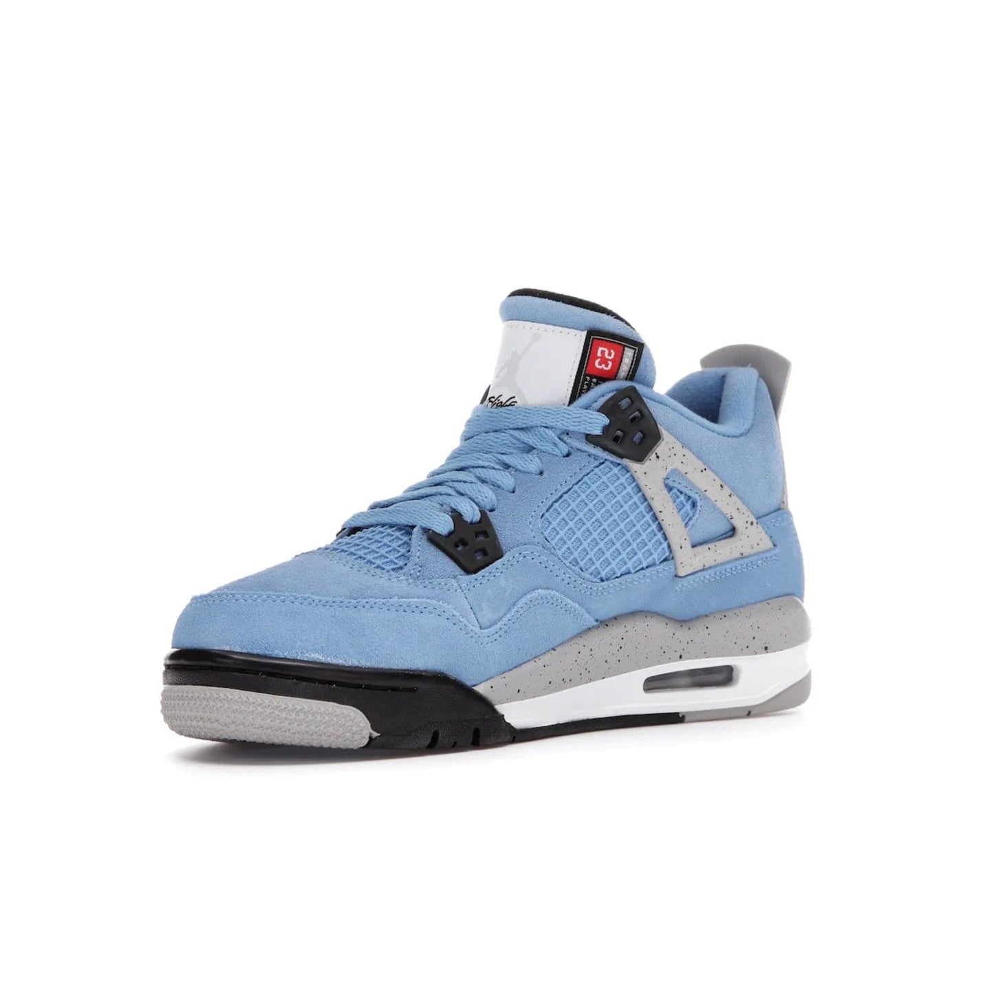 Jordan 4 Retro University Blue (GS) - Image 15 - Only at www.BallersClubKickz.com - Air Jordan 4 Retro University Blue GS: Classic silhouette and vibrant colors. Featuring a suede upper and Jumpman icon, this grade school-size shoe is perfect for collections and retails at $150.