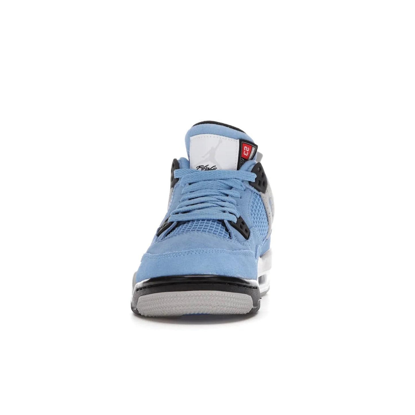 Jordan 4 Retro University Blue (GS) - Image 11 - Only at www.BallersClubKickz.com - Air Jordan 4 Retro University Blue GS: Classic silhouette and vibrant colors. Featuring a suede upper and Jumpman icon, this grade school-size shoe is perfect for collections and retails at $150.