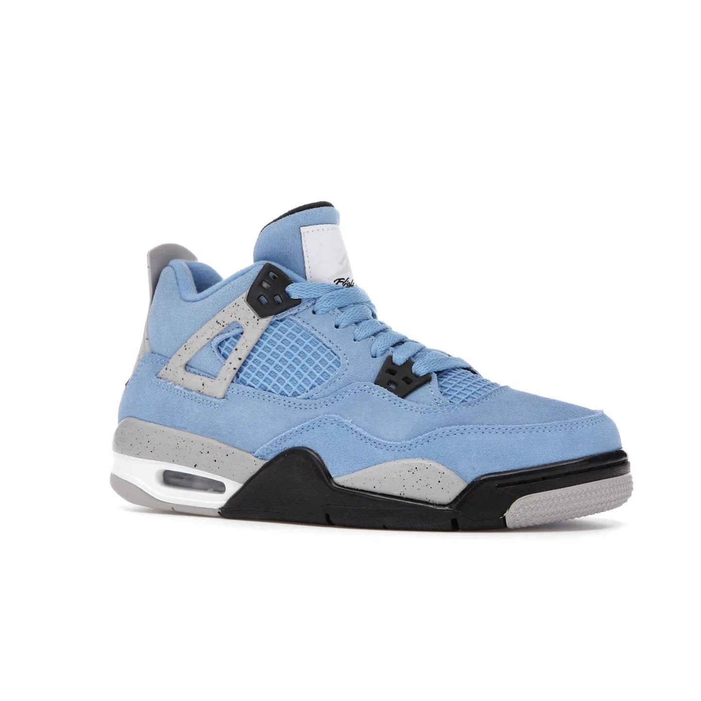 Jordan 4 Retro University Blue (GS) - Image 4 - Only at www.BallersClubKickz.com - Air Jordan 4 Retro University Blue GS: Classic silhouette and vibrant colors. Featuring a suede upper and Jumpman icon, this grade school-size shoe is perfect for collections and retails at $150.