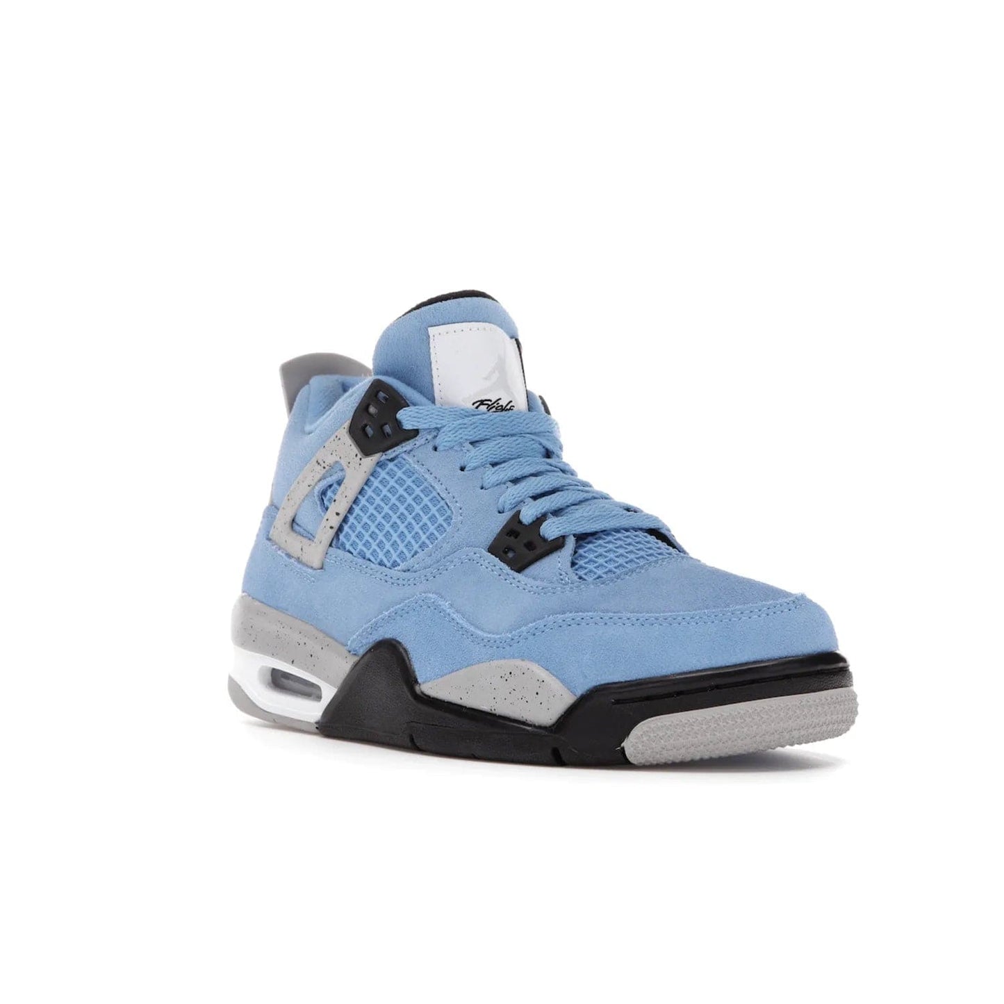 Jordan 4 Retro University Blue (GS) - Image 6 - Only at www.BallersClubKickz.com - Air Jordan 4 Retro University Blue GS: Classic silhouette and vibrant colors. Featuring a suede upper and Jumpman icon, this grade school-size shoe is perfect for collections and retails at $150.