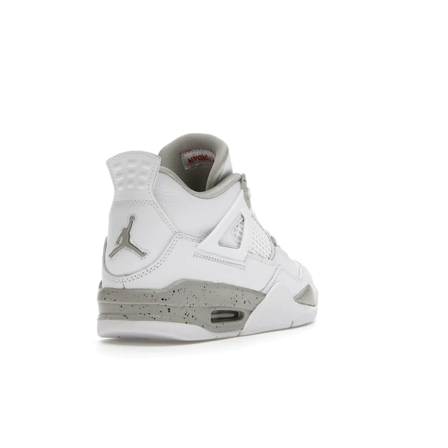 Jordan 4 Retro White Oreo (2021) (GS) - Image 31 - Only at www.BallersClubKickz.com - White Oreo Air Jordan 4 Retro 2021 GS - Iconic sneaker silhouette with white canvas upper, Tech Grey detailing, and Fire Red accents. Available July 2021.