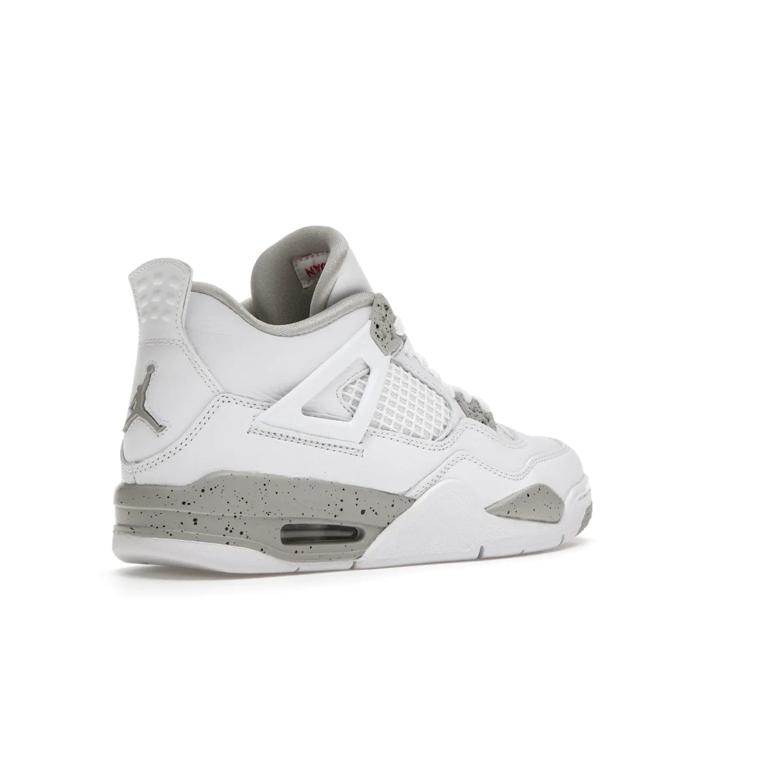 Jordan 4 Retro White Oreo (2021) (GS) - Image 33 - Only at www.BallersClubKickz.com - White Oreo Air Jordan 4 Retro 2021 GS - Iconic sneaker silhouette with white canvas upper, Tech Grey detailing, and Fire Red accents. Available July 2021.