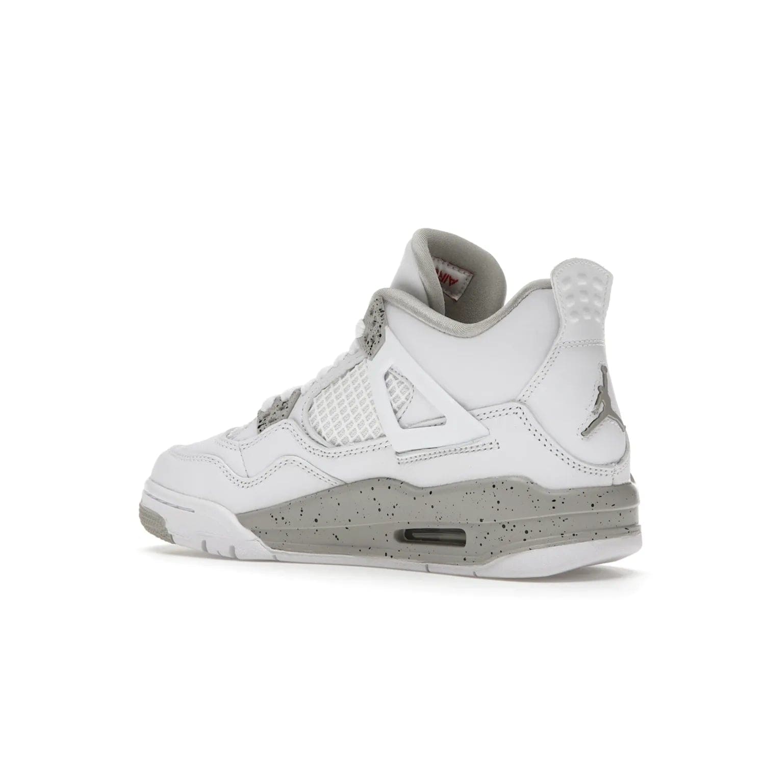 Jordan 4 Retro White Oreo (2021) (GS) - Image 23 - Only at www.BallersClubKickz.com - White Oreo Air Jordan 4 Retro 2021 GS - Iconic sneaker silhouette with white canvas upper, Tech Grey detailing, and Fire Red accents. Available July 2021.