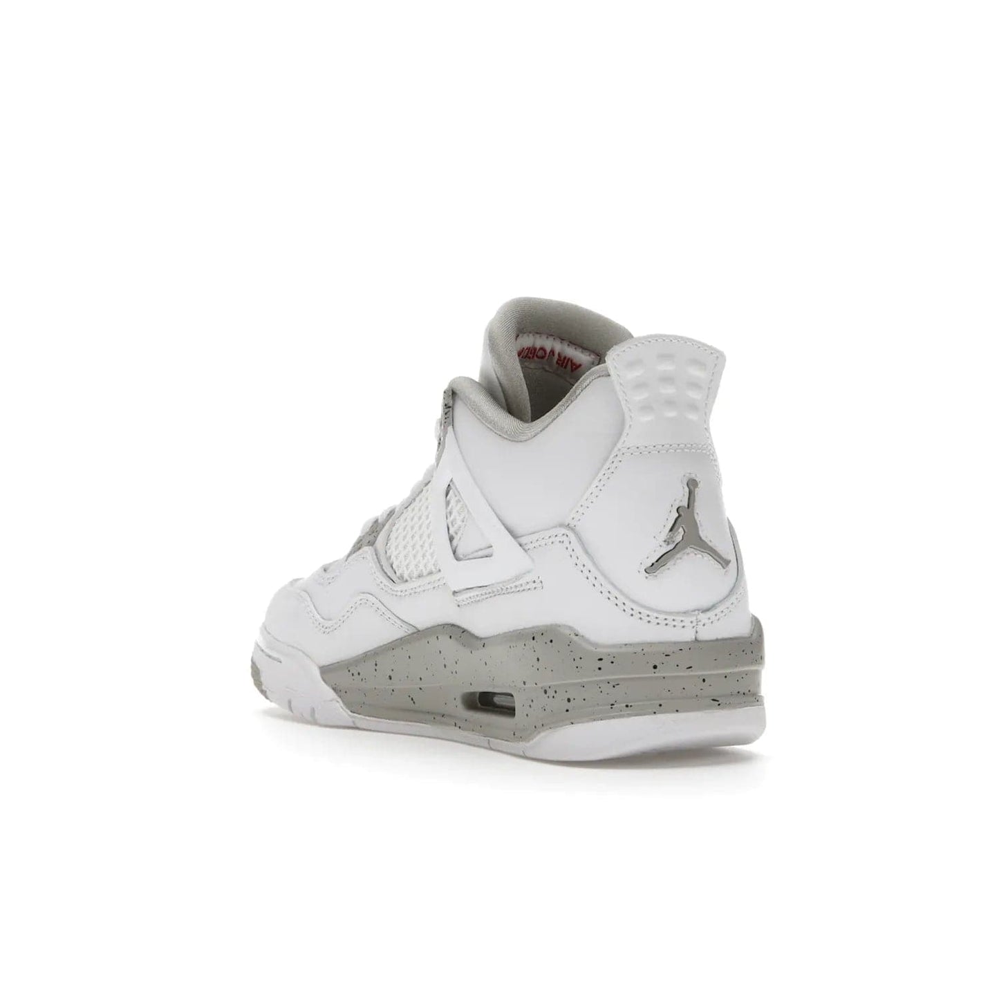 Jordan 4 Retro White Oreo (2021) (GS) - Image 25 - Only at www.BallersClubKickz.com - White Oreo Air Jordan 4 Retro 2021 GS - Iconic sneaker silhouette with white canvas upper, Tech Grey detailing, and Fire Red accents. Available July 2021.