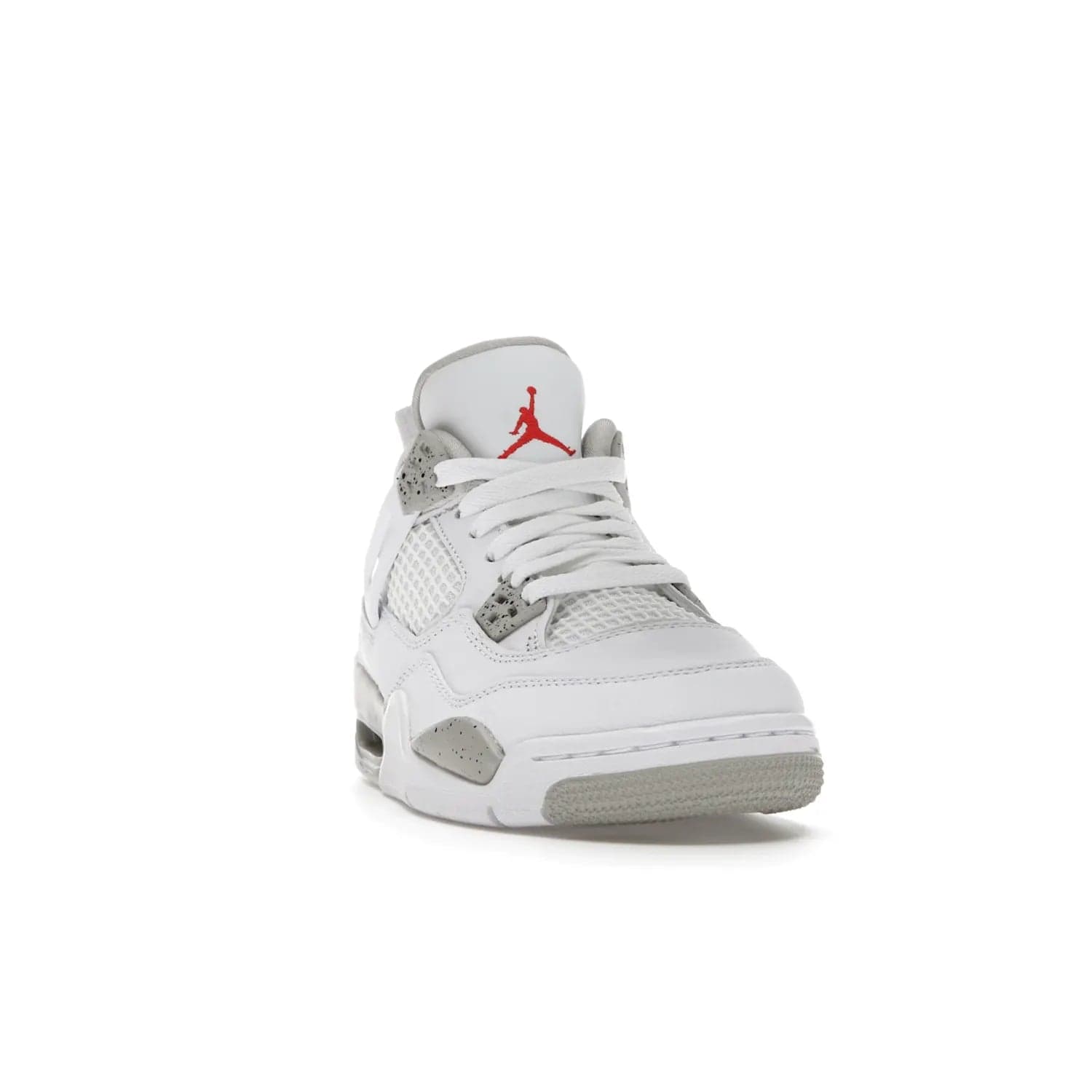 Jordan 4 Retro White Oreo (2021) (GS) - Image 8 - Only at www.BallersClubKickz.com - White Oreo Air Jordan 4 Retro 2021 GS - Iconic sneaker silhouette with white canvas upper, Tech Grey detailing, and Fire Red accents. Available July 2021.
