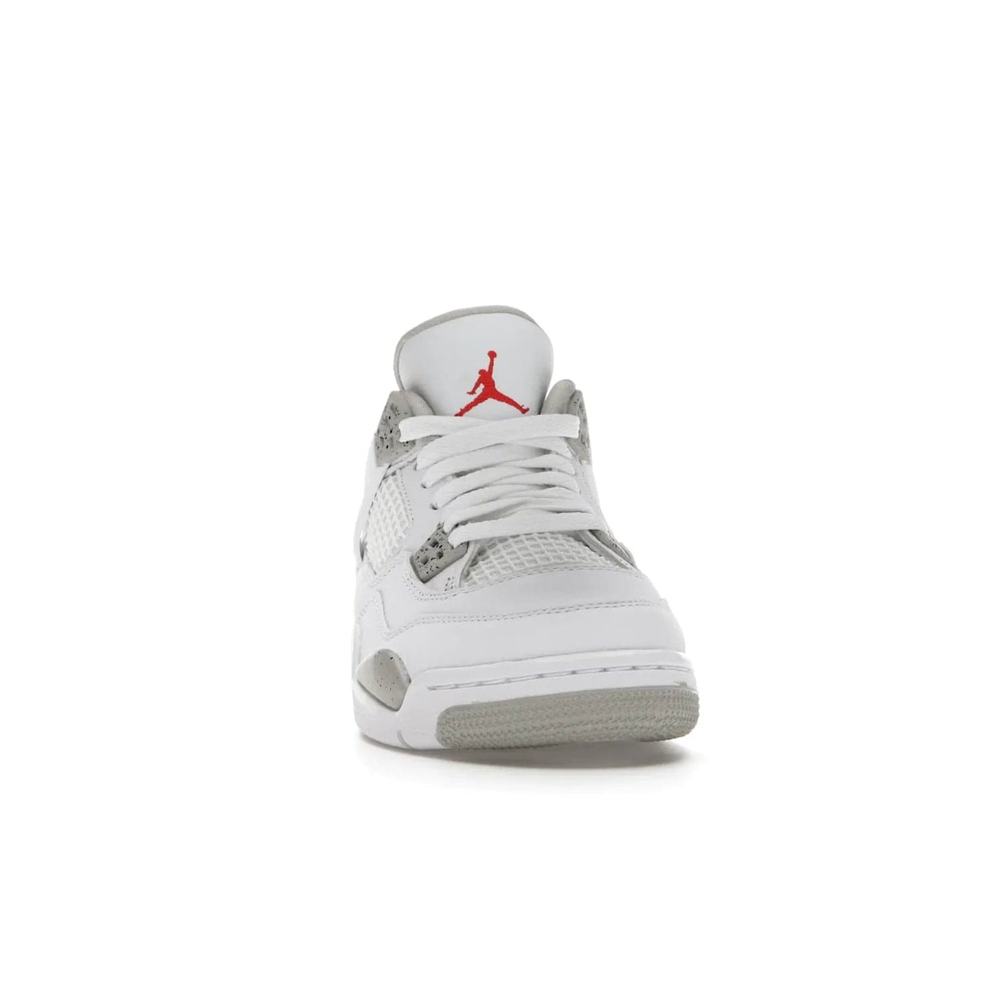 Jordan 4 Retro White Oreo (2021) (GS) - Image 9 - Only at www.BallersClubKickz.com - White Oreo Air Jordan 4 Retro 2021 GS - Iconic sneaker silhouette with white canvas upper, Tech Grey detailing, and Fire Red accents. Available July 2021.